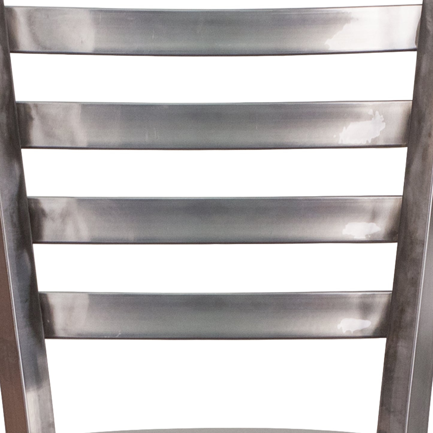 HERCULES Series Silver Antique Finish with Clear Coat Ladder Back Metal Restaurant Barstool - Walnut Wood Seat Walnut Wood Seat/Clear Coated Metal Frame
