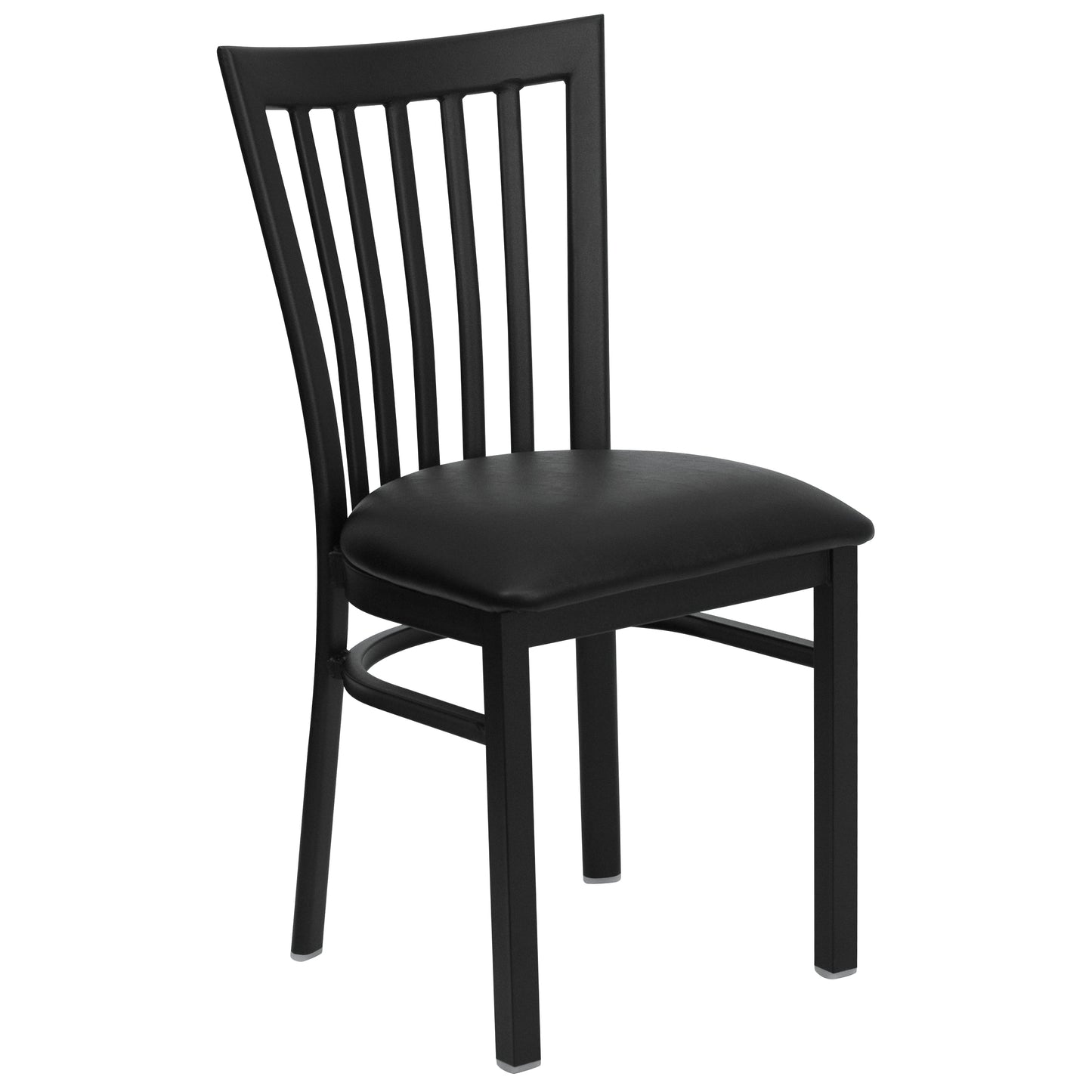 HERCULES Series Black School House Back Metal Restaurant Chair - Black Vinyl Seat Black Vinyl Seat/Black Metal Frame