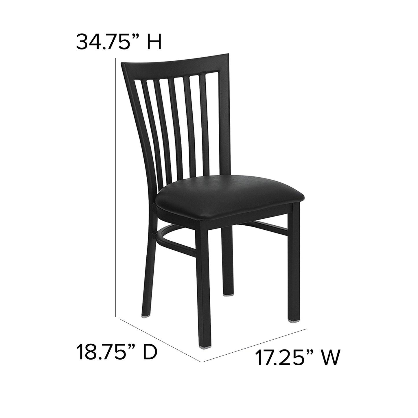 HERCULES Series Black School House Back Metal Restaurant Chair - Black Vinyl Seat Black Vinyl Seat/Black Metal Frame