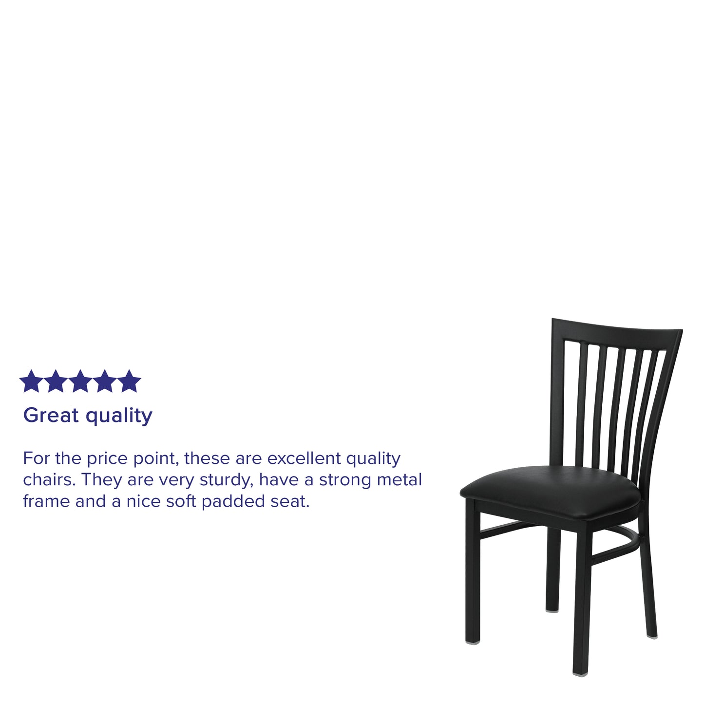 HERCULES Series Black School House Back Metal Restaurant Chair - Black Vinyl Seat Black Vinyl Seat/Black Metal Frame