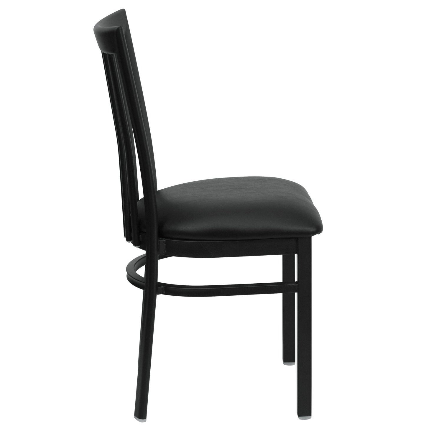 HERCULES Series Black School House Back Metal Restaurant Chair - Black Vinyl Seat Black Vinyl Seat/Black Metal Frame