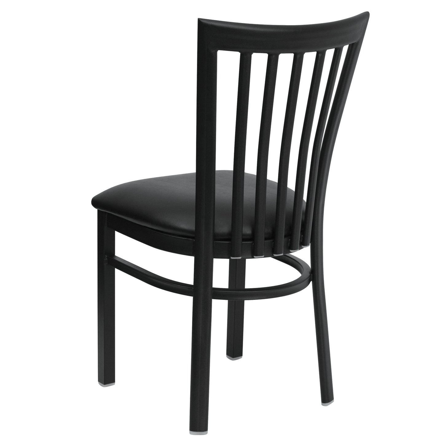 HERCULES Series Black School House Back Metal Restaurant Chair - Black Vinyl Seat Black Vinyl Seat/Black Metal Frame