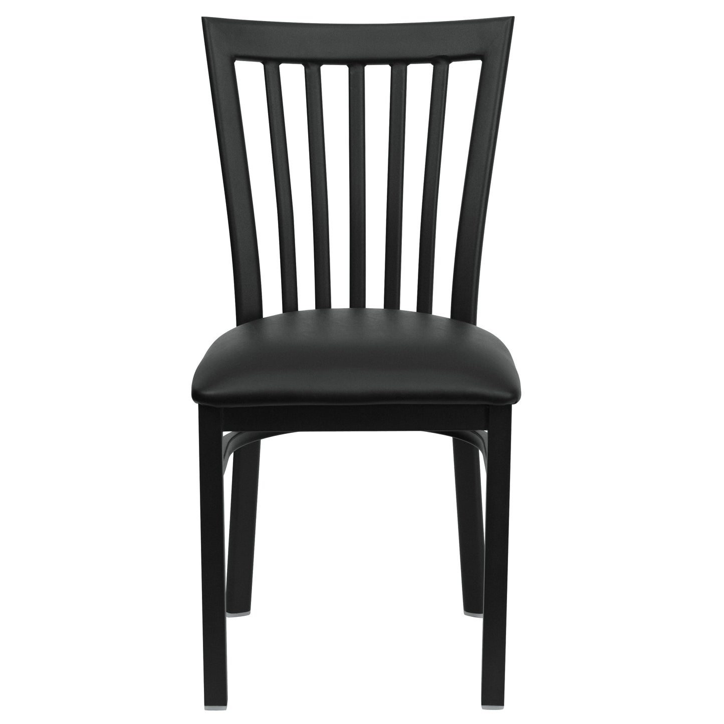 HERCULES Series Black School House Back Metal Restaurant Chair - Black Vinyl Seat Black Vinyl Seat/Black Metal Frame