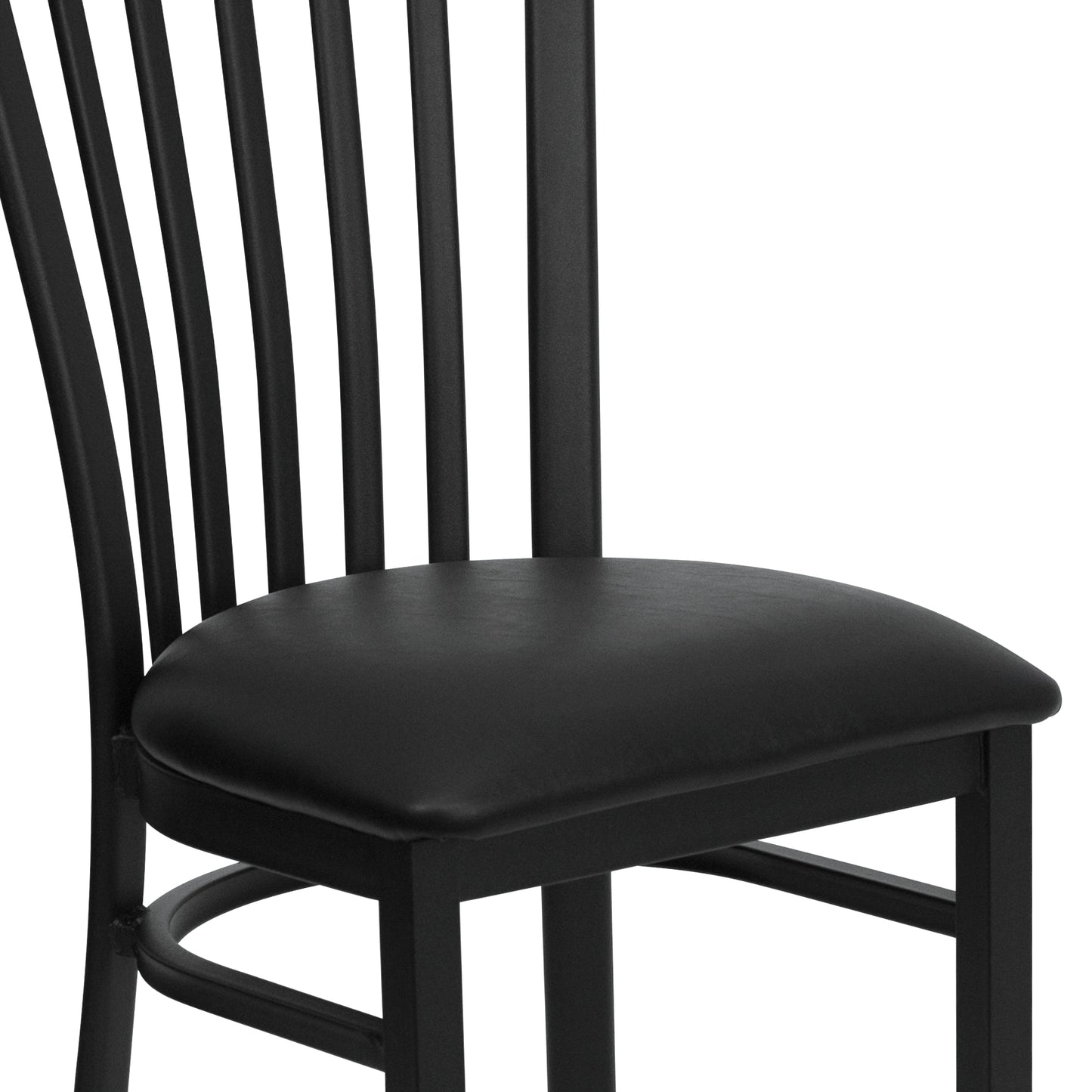 HERCULES Series Black School House Back Metal Restaurant Chair - Black Vinyl Seat Black Vinyl Seat/Black Metal Frame