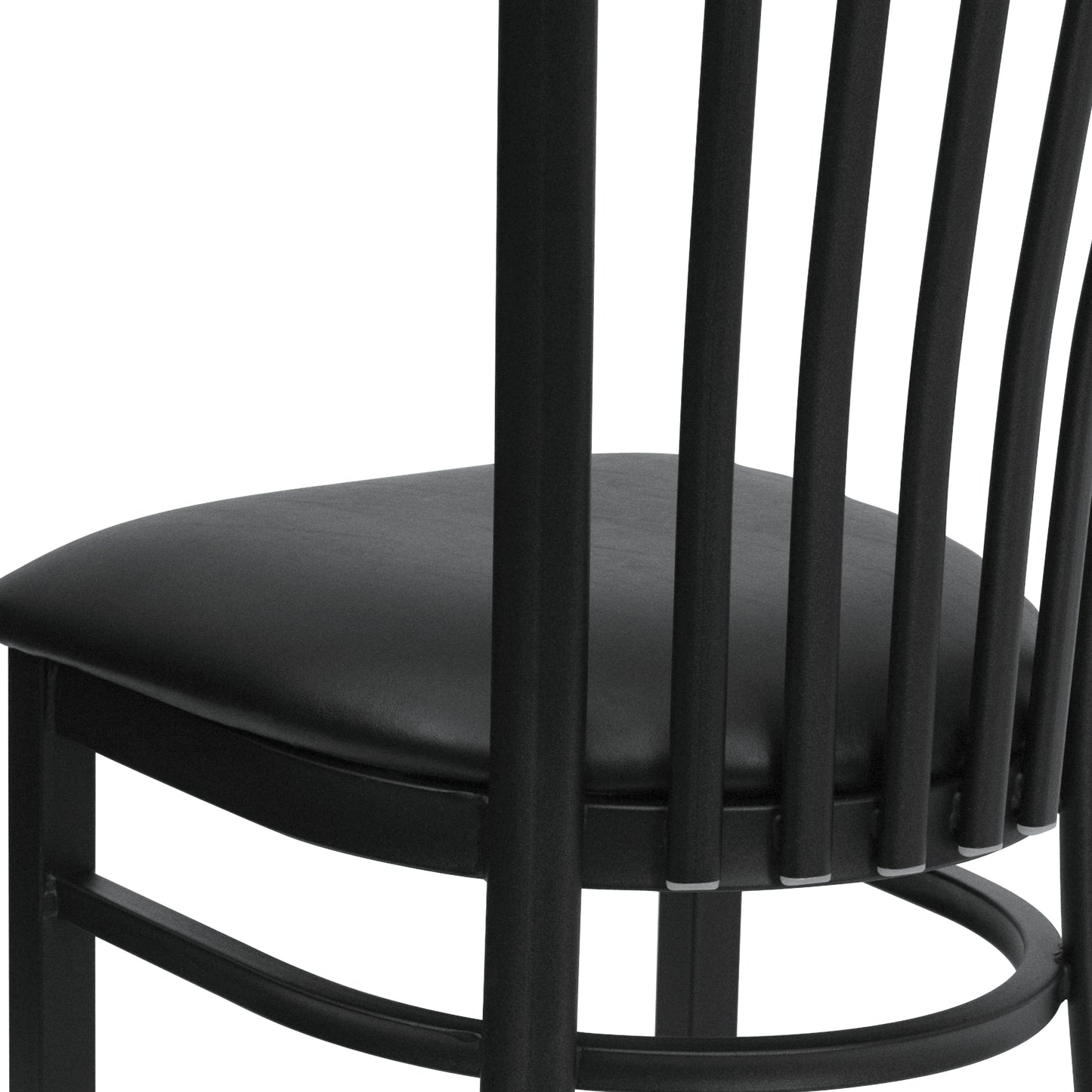 HERCULES Series Black School House Back Metal Restaurant Chair - Black Vinyl Seat Black Vinyl Seat/Black Metal Frame