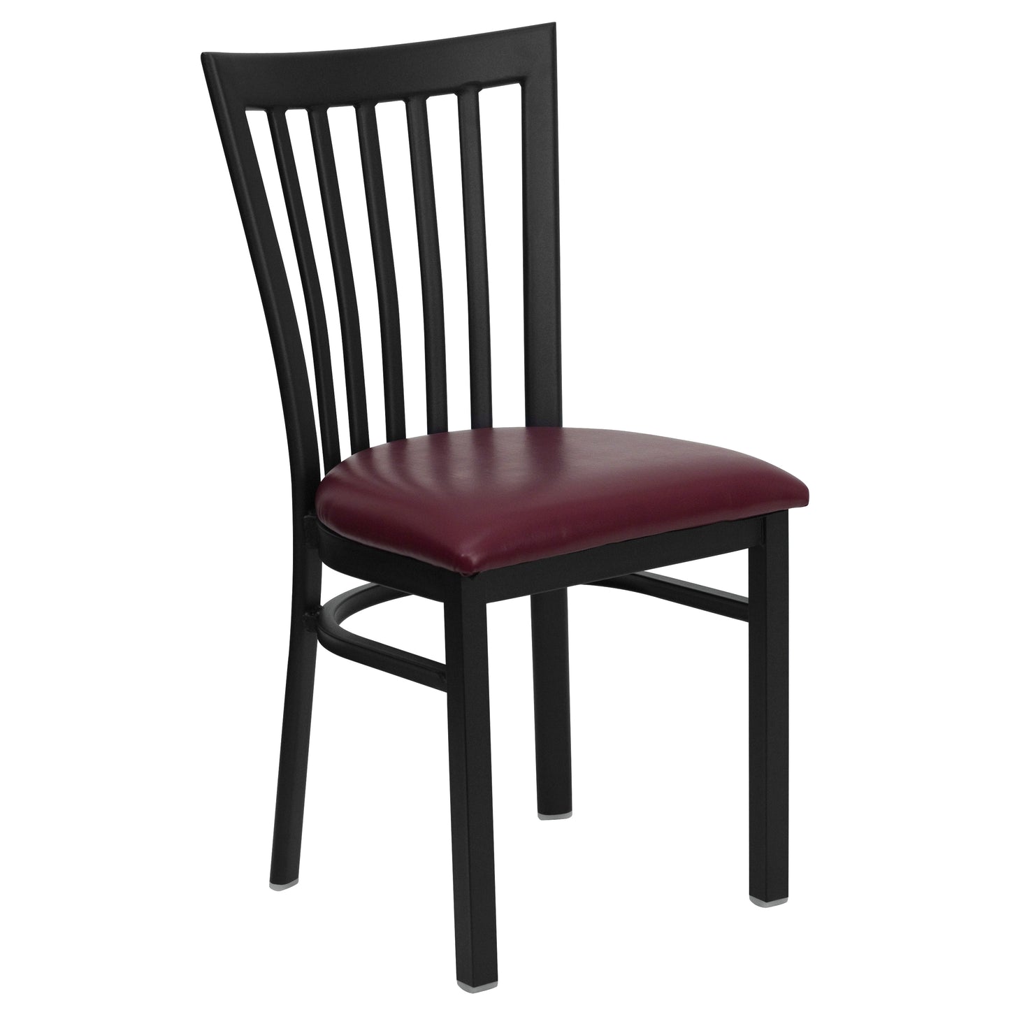 HERCULES Series Black School House Back Metal Restaurant Chair - Burgundy Vinyl Seat Burgundy Vinyl Seat/Black Metal Frame