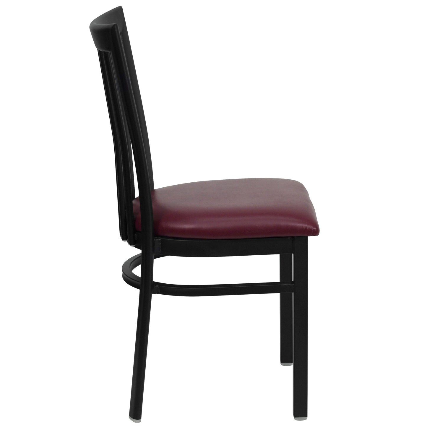 HERCULES Series Black School House Back Metal Restaurant Chair - Burgundy Vinyl Seat Burgundy Vinyl Seat/Black Metal Frame
