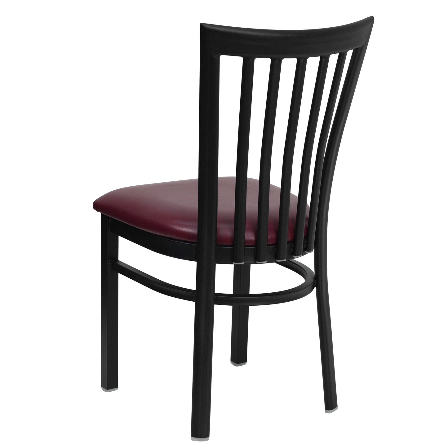 HERCULES Series Black School House Back Metal Restaurant Chair - Burgundy Vinyl Seat Burgundy Vinyl Seat/Black Metal Frame