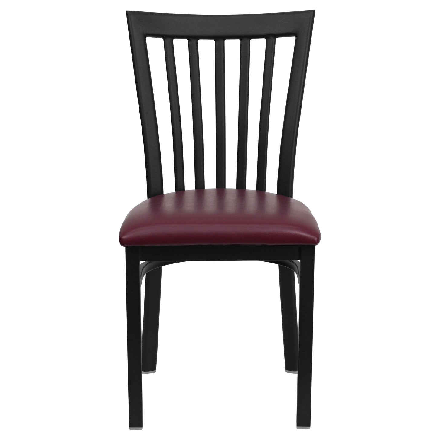 HERCULES Series Black School House Back Metal Restaurant Chair - Burgundy Vinyl Seat Burgundy Vinyl Seat/Black Metal Frame