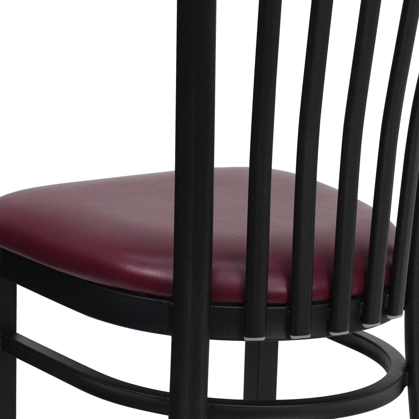 HERCULES Series Black School House Back Metal Restaurant Chair - Burgundy Vinyl Seat Burgundy Vinyl Seat/Black Metal Frame