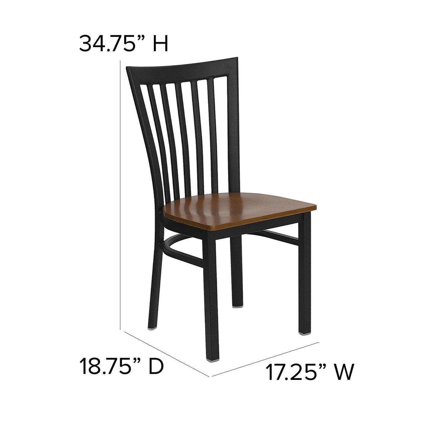 HERCULES Series Black School House Back Metal Restaurant Chair - Cherry Wood Seat Cherry Wood Seat/Black Metal Frame