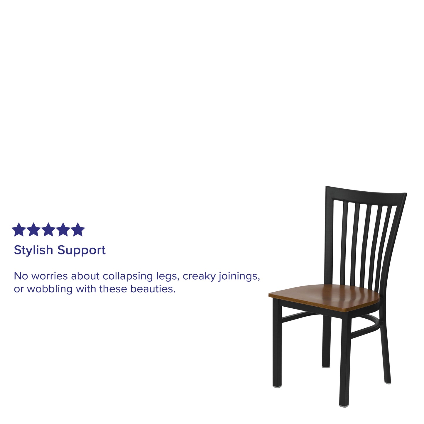 HERCULES Series Black School House Back Metal Restaurant Chair - Cherry Wood Seat Cherry Wood Seat/Black Metal Frame