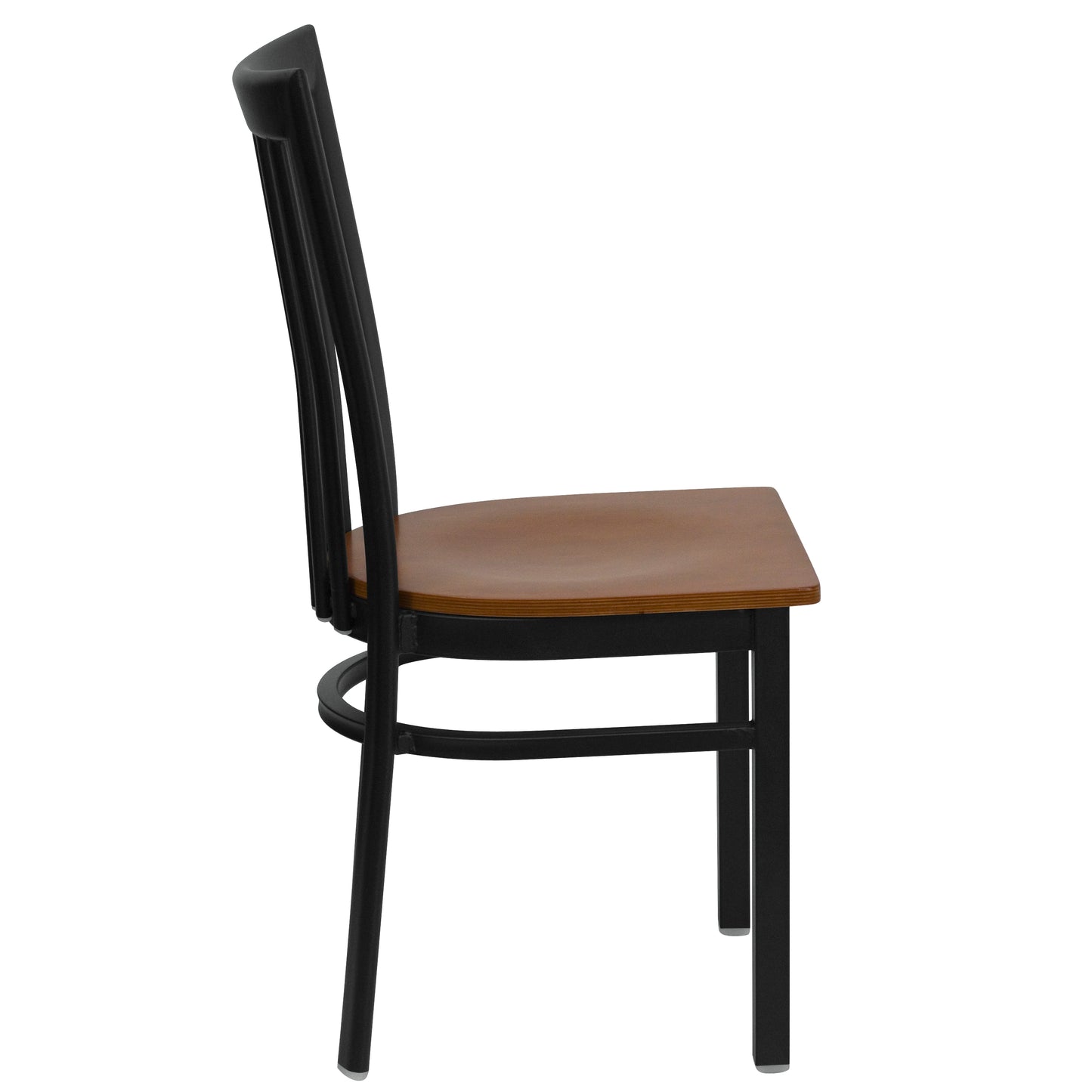HERCULES Series Black School House Back Metal Restaurant Chair - Cherry Wood Seat Cherry Wood Seat/Black Metal Frame