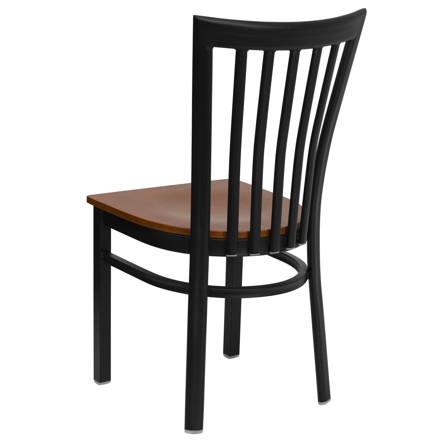 HERCULES Series Black School House Back Metal Restaurant Chair - Cherry Wood Seat Cherry Wood Seat/Black Metal Frame