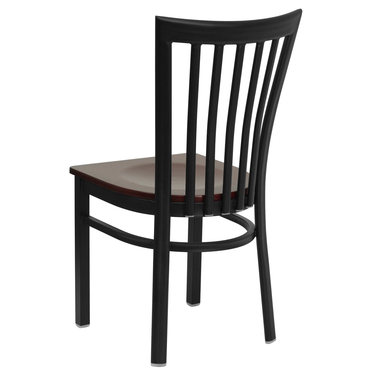 HERCULES Series Black School House Back Metal Restaurant Chair - Mahogany Wood Seat Mahogany Wood Seat/Black Metal Frame