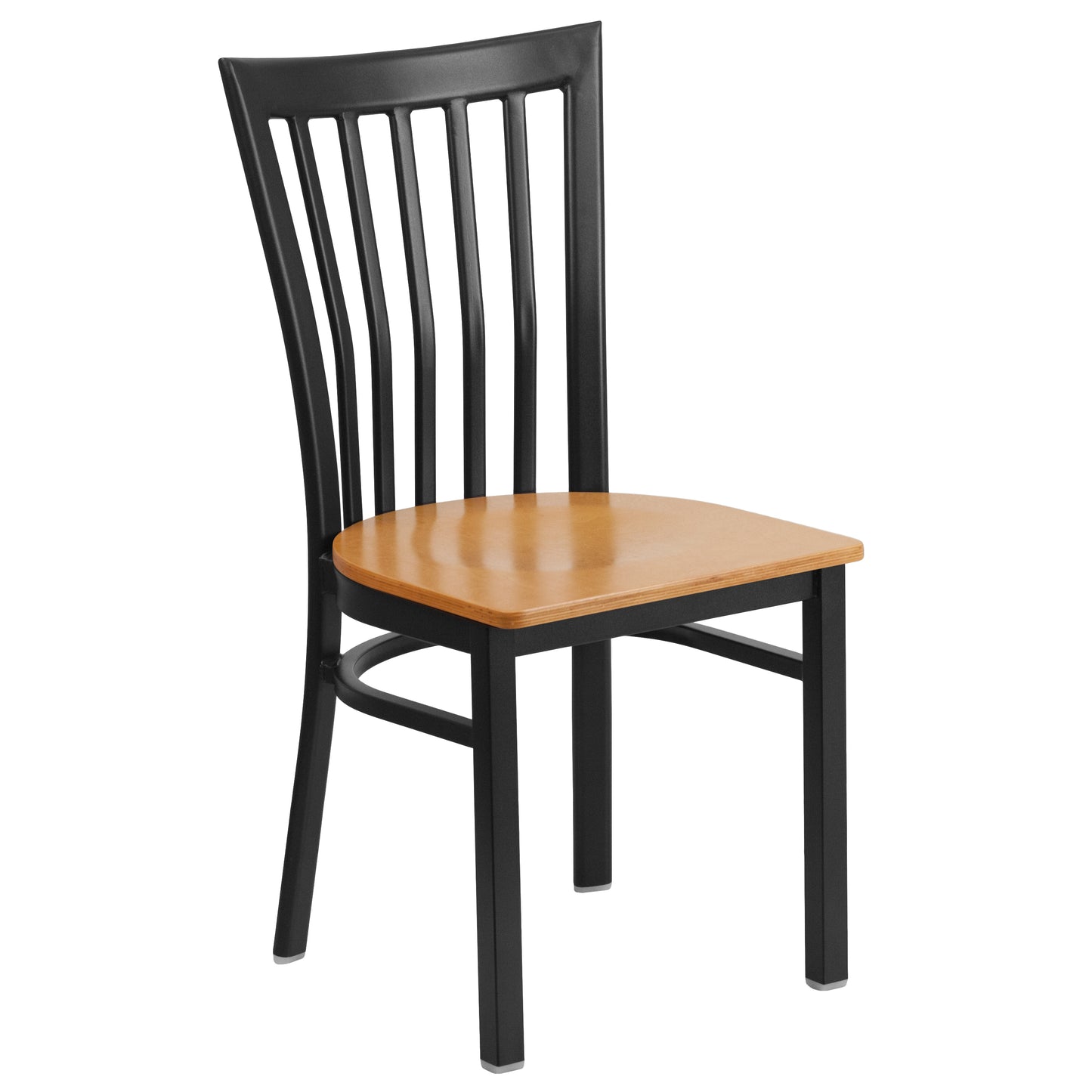 HERCULES Series Black School House Back Metal Restaurant Chair - Natural Wood Seat Natural Wood Seat/Black Metal Frame