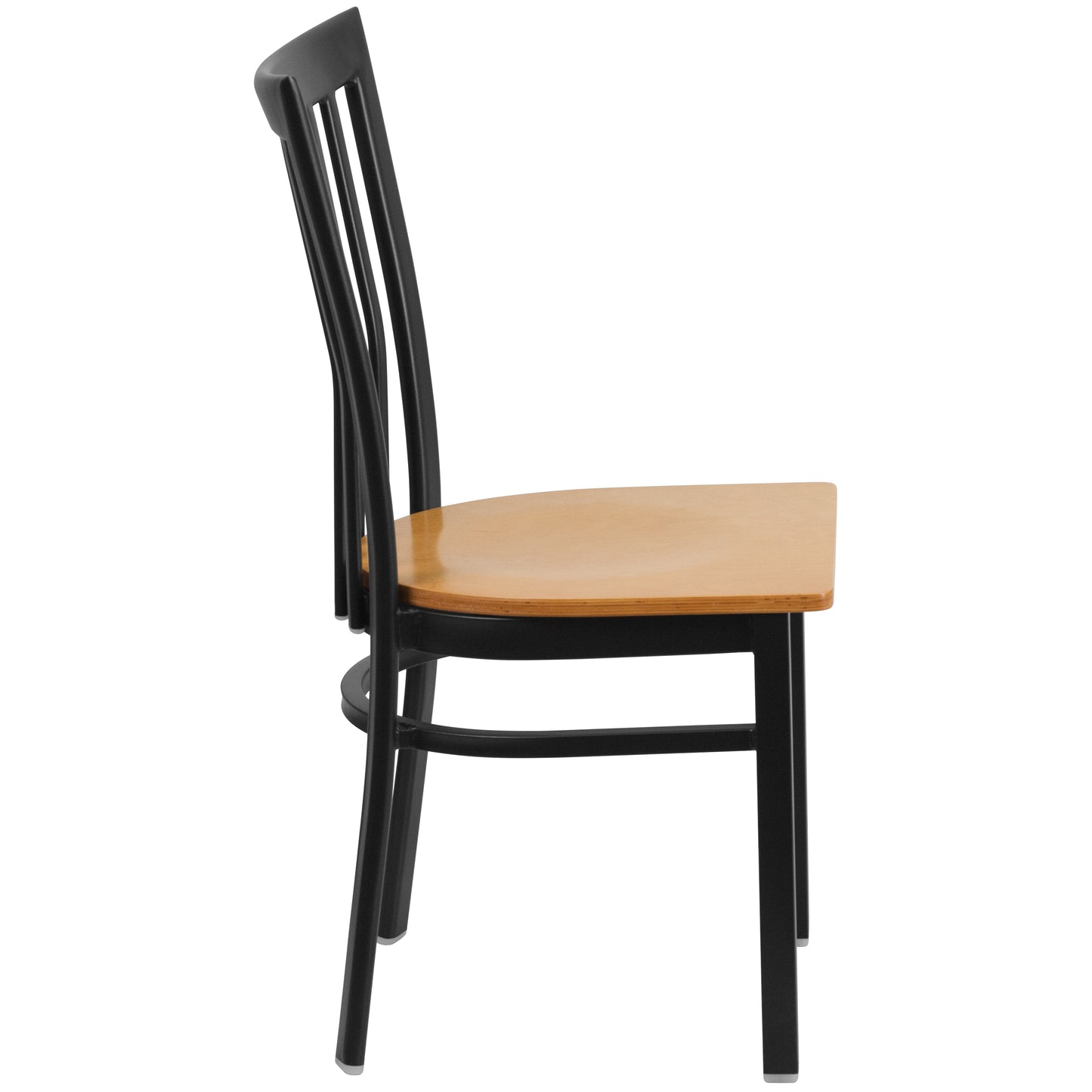 HERCULES Series Black School House Back Metal Restaurant Chair - Natural Wood Seat Natural Wood Seat/Black Metal Frame