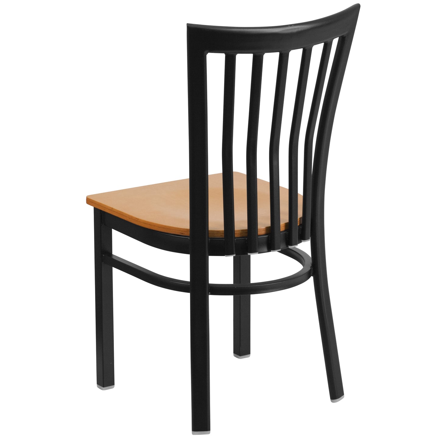 HERCULES Series Black School House Back Metal Restaurant Chair - Natural Wood Seat Natural Wood Seat/Black Metal Frame