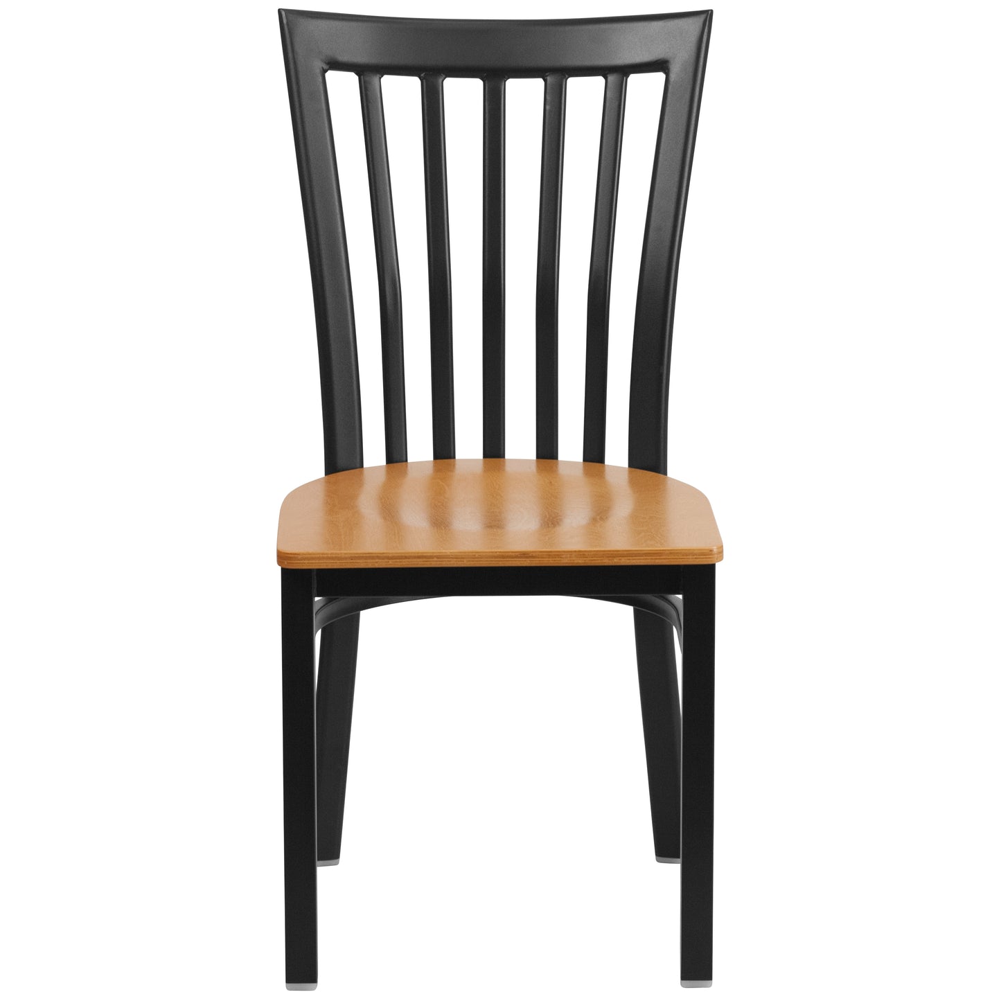 HERCULES Series Black School House Back Metal Restaurant Chair - Natural Wood Seat Natural Wood Seat/Black Metal Frame