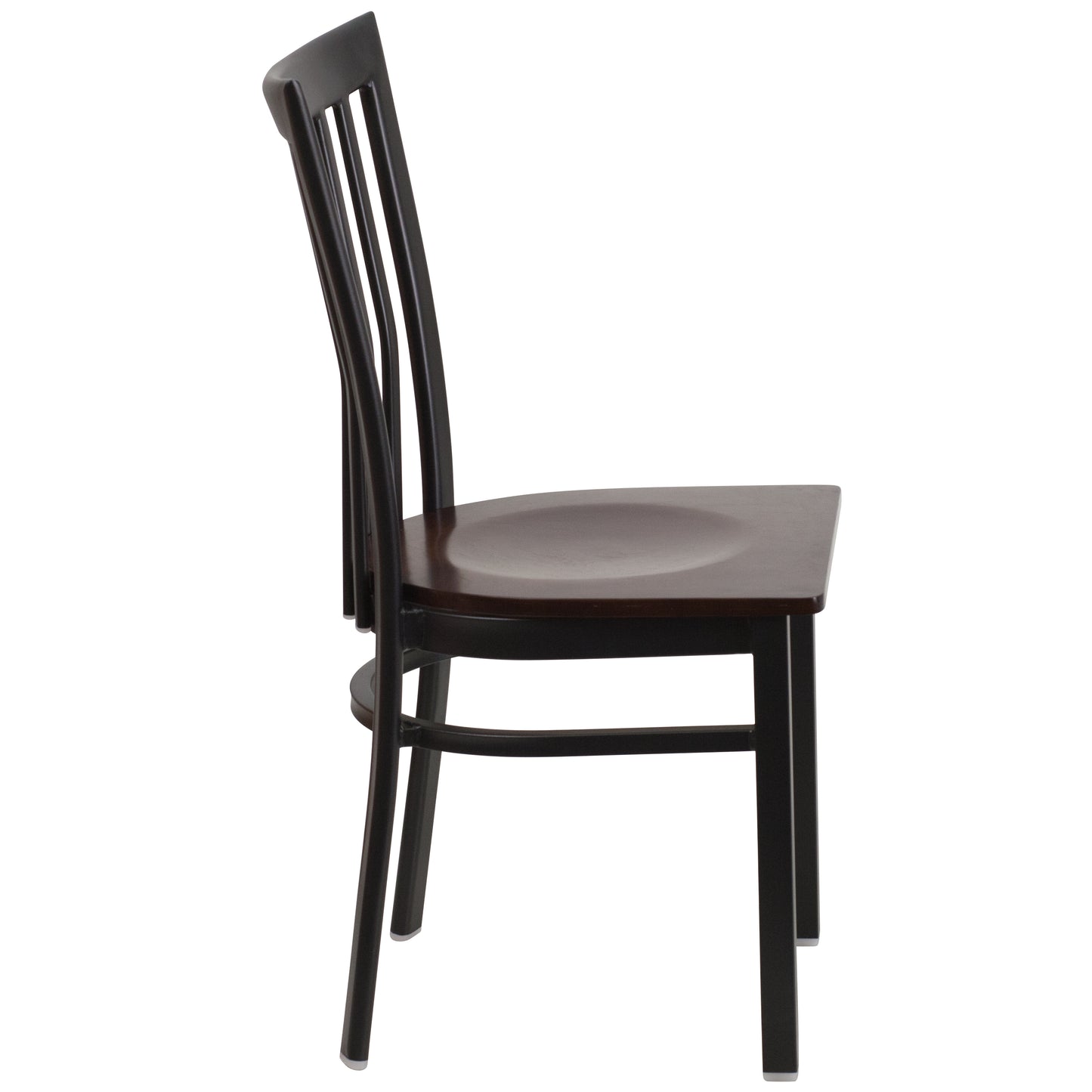 HERCULES Series Black School House Back Metal Restaurant Chair - Walnut Wood Seat Walnut Wood Seat/Black Metal Frame