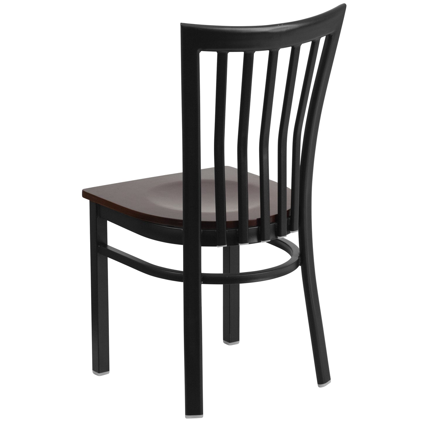 HERCULES Series Black School House Back Metal Restaurant Chair - Walnut Wood Seat Walnut Wood Seat/Black Metal Frame