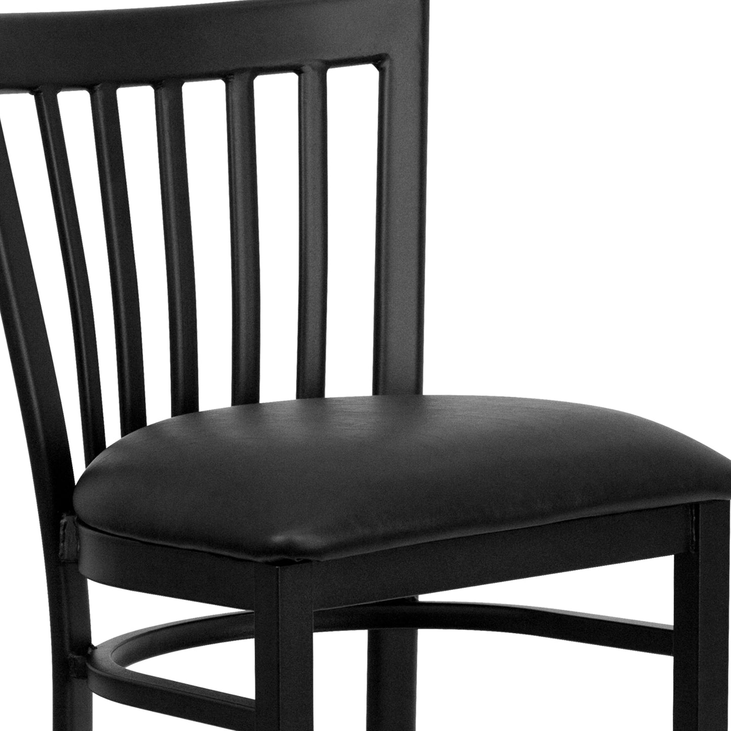 HERCULES Series Black School House Back Metal Restaurant Barstool - Black Vinyl Seat Black Vinyl Seat/Black Metal Frame