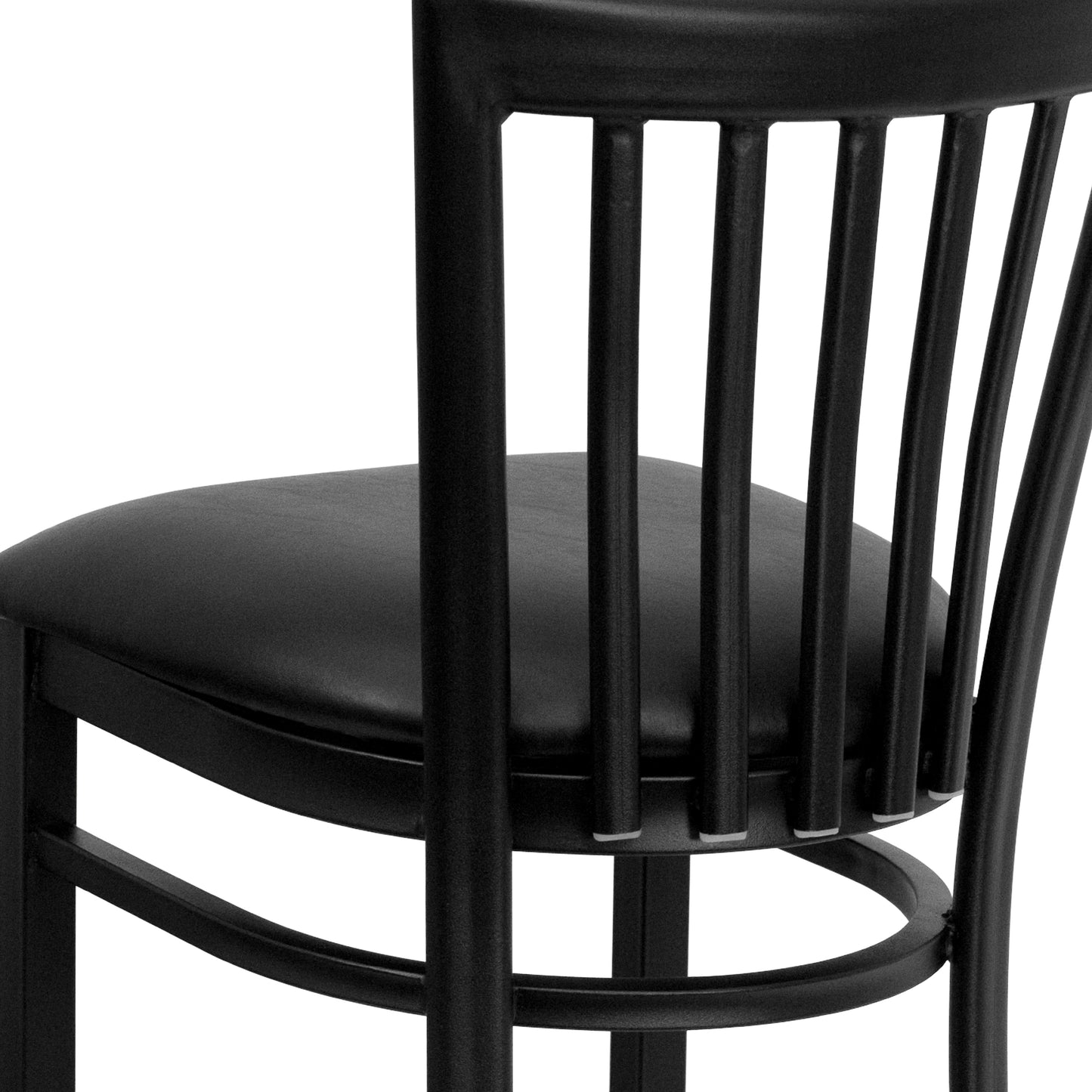 HERCULES Series Black School House Back Metal Restaurant Barstool - Black Vinyl Seat Black Vinyl Seat/Black Metal Frame