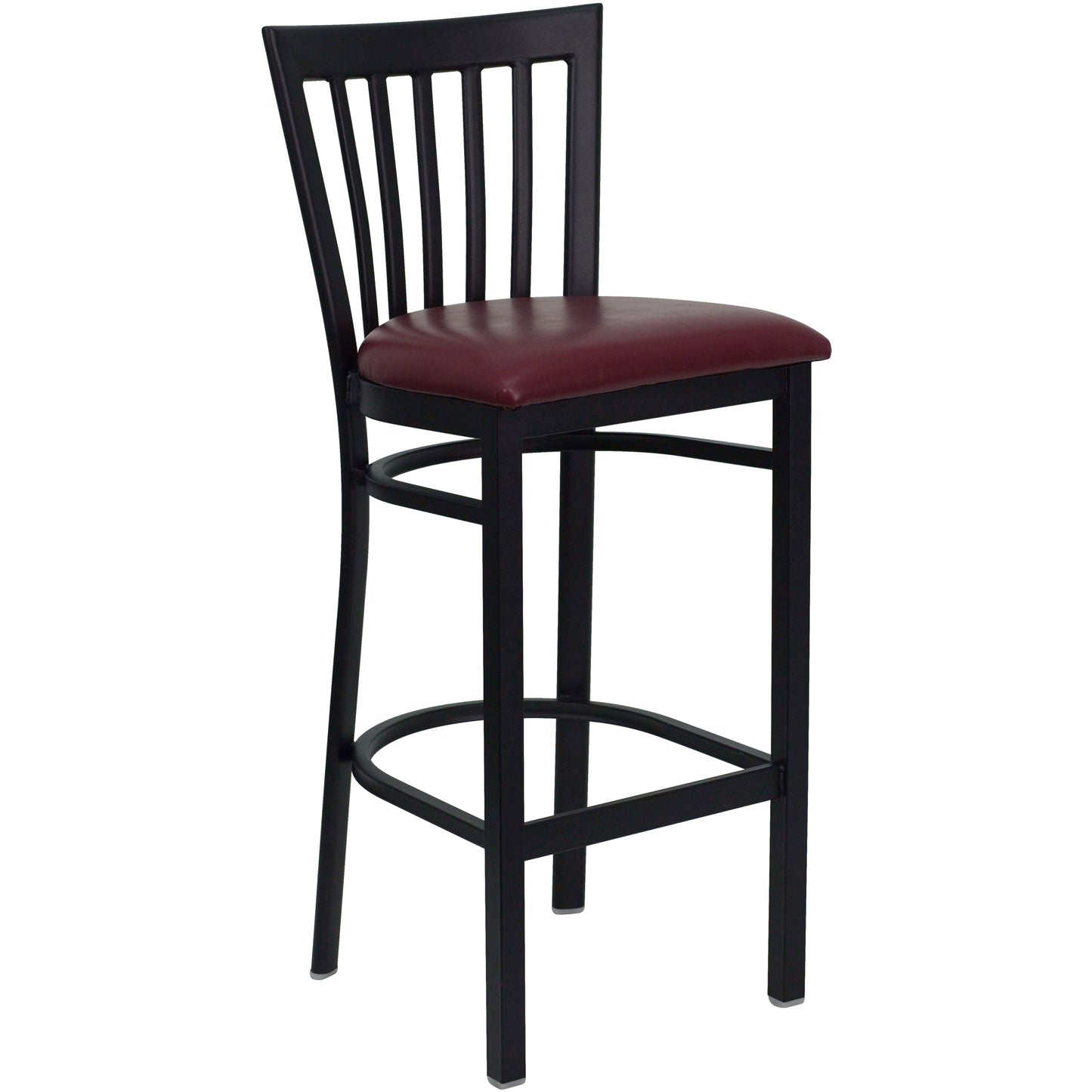 HERCULES Series Black School House Back Metal Restaurant Barstool - Burgundy Vinyl Seat Burgundy Vinyl Seat/Black Metal Frame XU-DG6R8BSCH-BAR-BURV-GG
