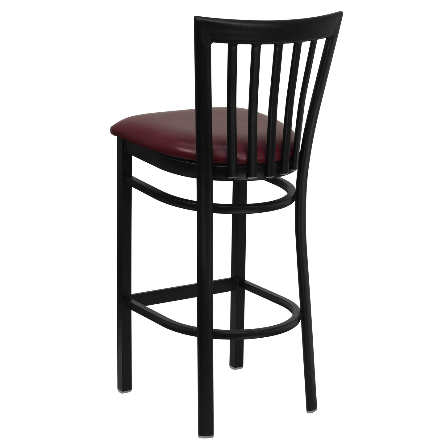 HERCULES Series Black School House Back Metal Restaurant Barstool - Burgundy Vinyl Seat Burgundy Vinyl Seat/Black Metal Frame XU-DG6R8BSCH-BAR-BURV-GG