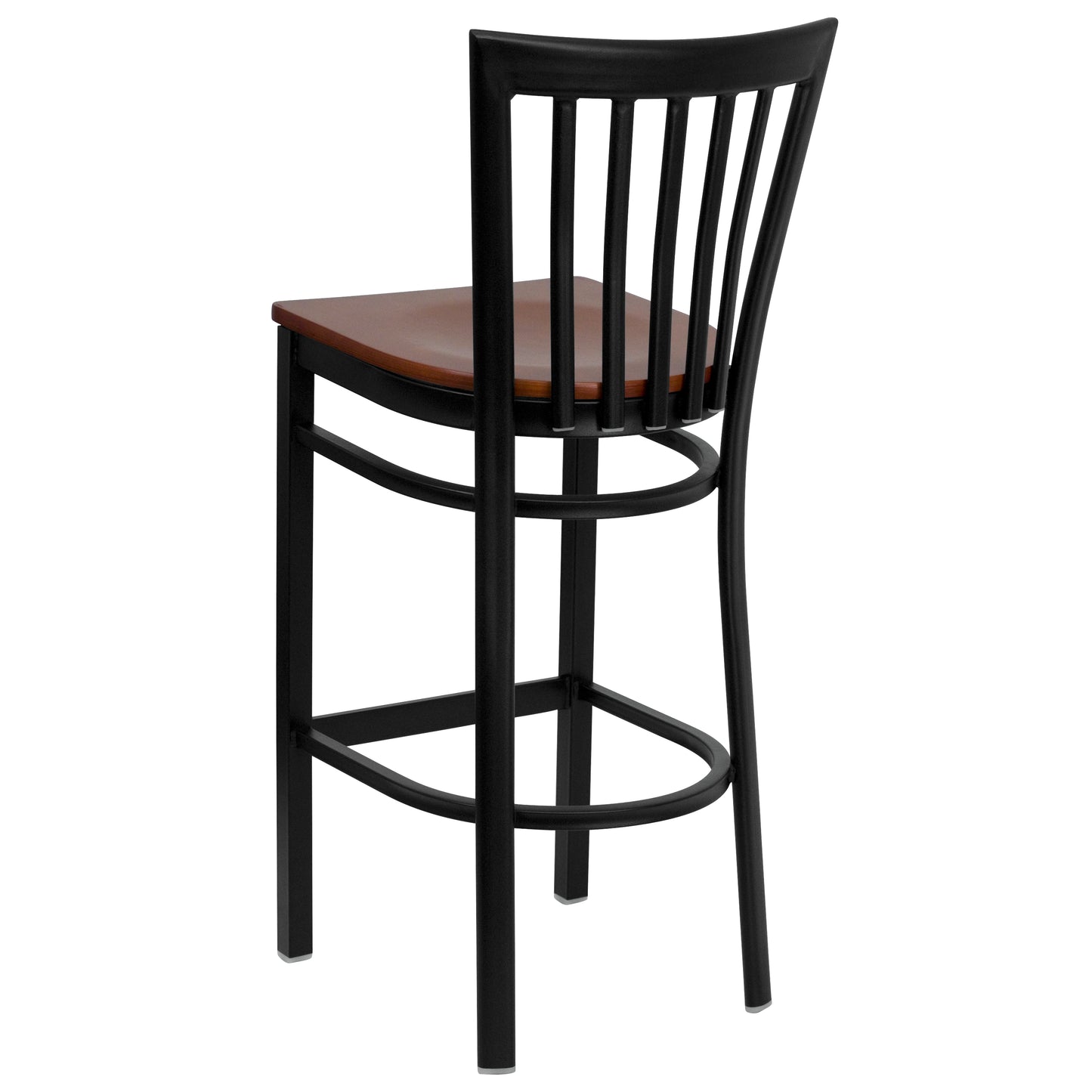 HERCULES Series Black School House Back Metal Restaurant Barstool - Cherry Wood Seat Cherry Wood Seat/Black Metal Frame