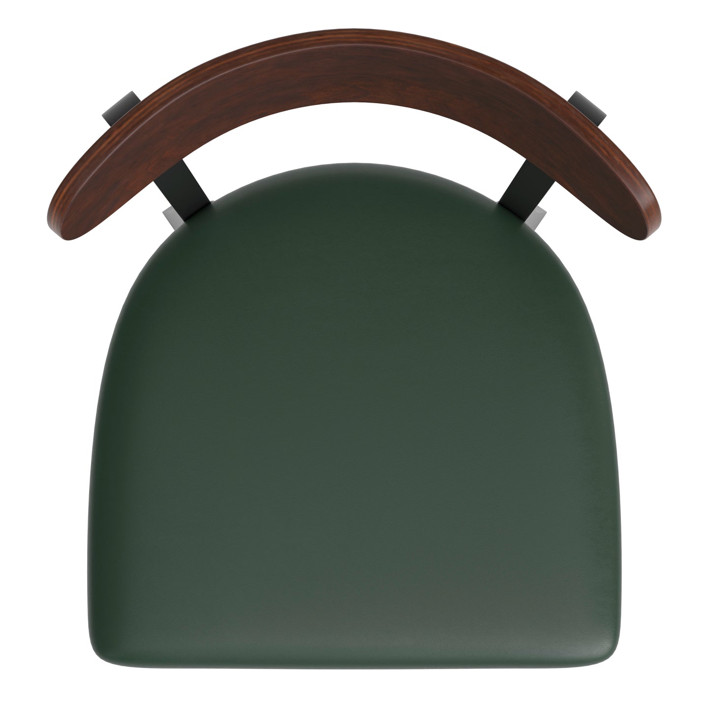 Wright Commercial Barstool with 500 LB. Capacity Black Steel Frame, Walnut Finish Wooden Boomerang Back, and Green Vinyl Seat Walnut Wood Back/Green Vinyl Seat
