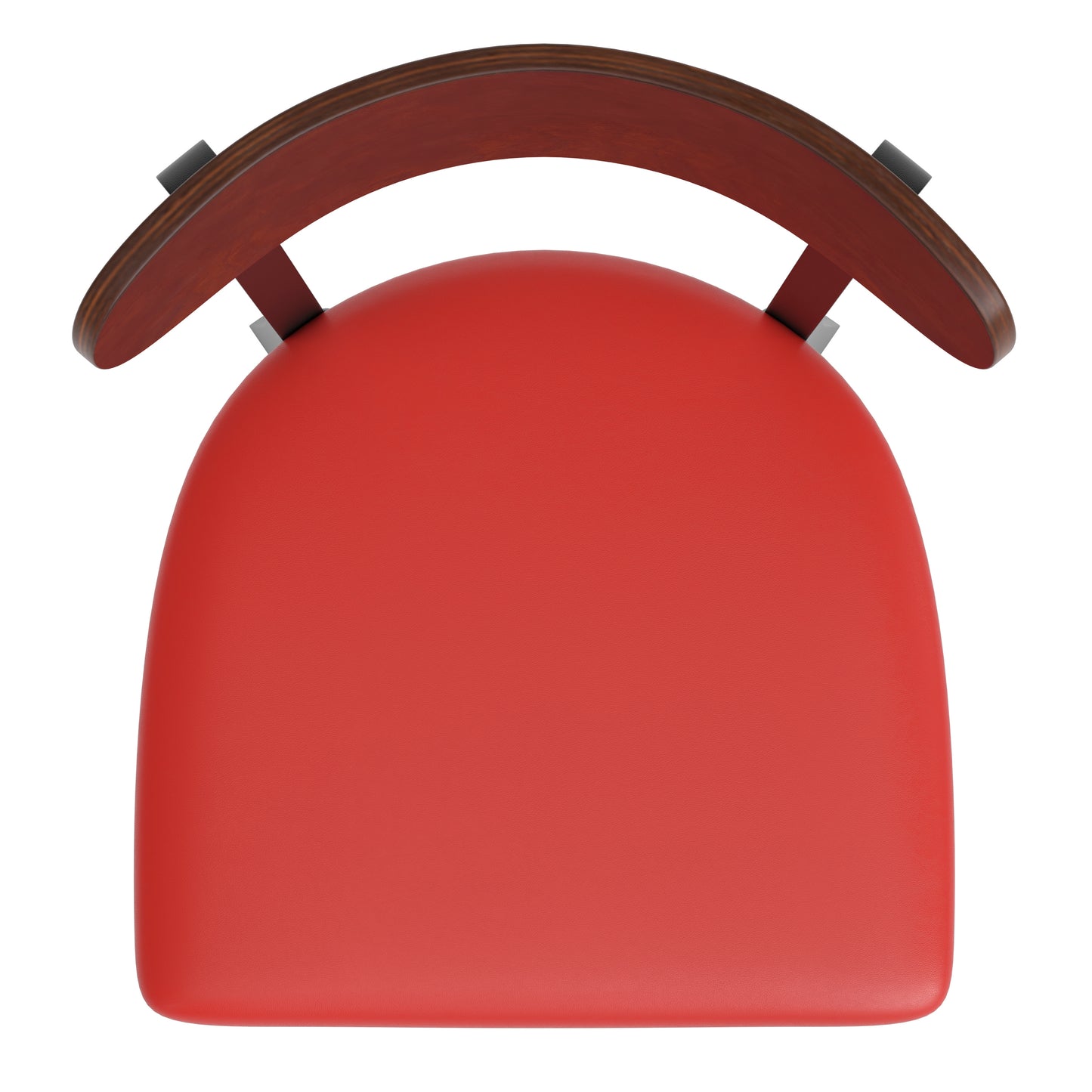 Wright Commercial Barstool with 500 LB. Capacity Black Steel Frame, Walnut Finish Wooden Boomerang Back, and Red Vinyl Seat Walnut Wood Back/Red Vinyl Seat