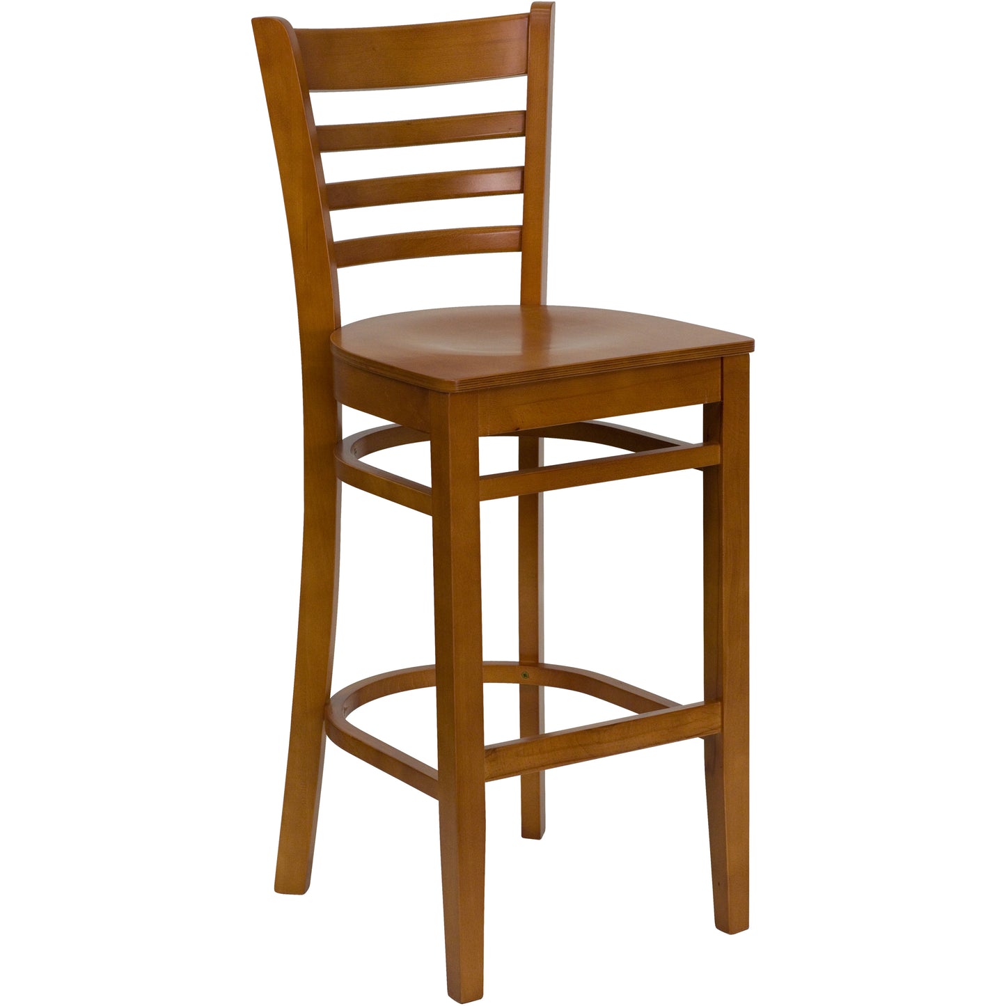 HERCULES Series Ladder Back Cherry Wood Restaurant Barstool Cherry Wood Seat/Cherry Wood Frame
