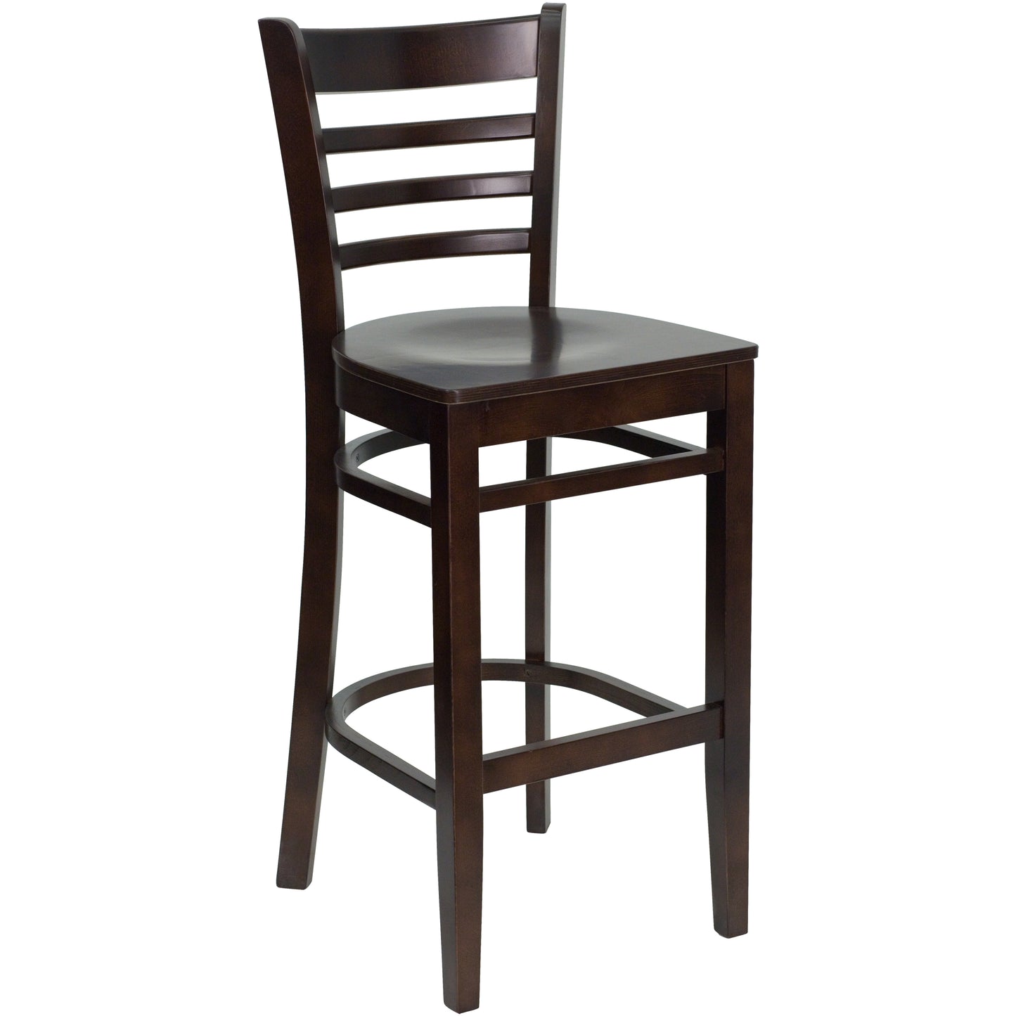HERCULES Series Ladder Back Walnut Wood Restaurant Barstool Walnut Wood Seat/Walnut Wood Frame