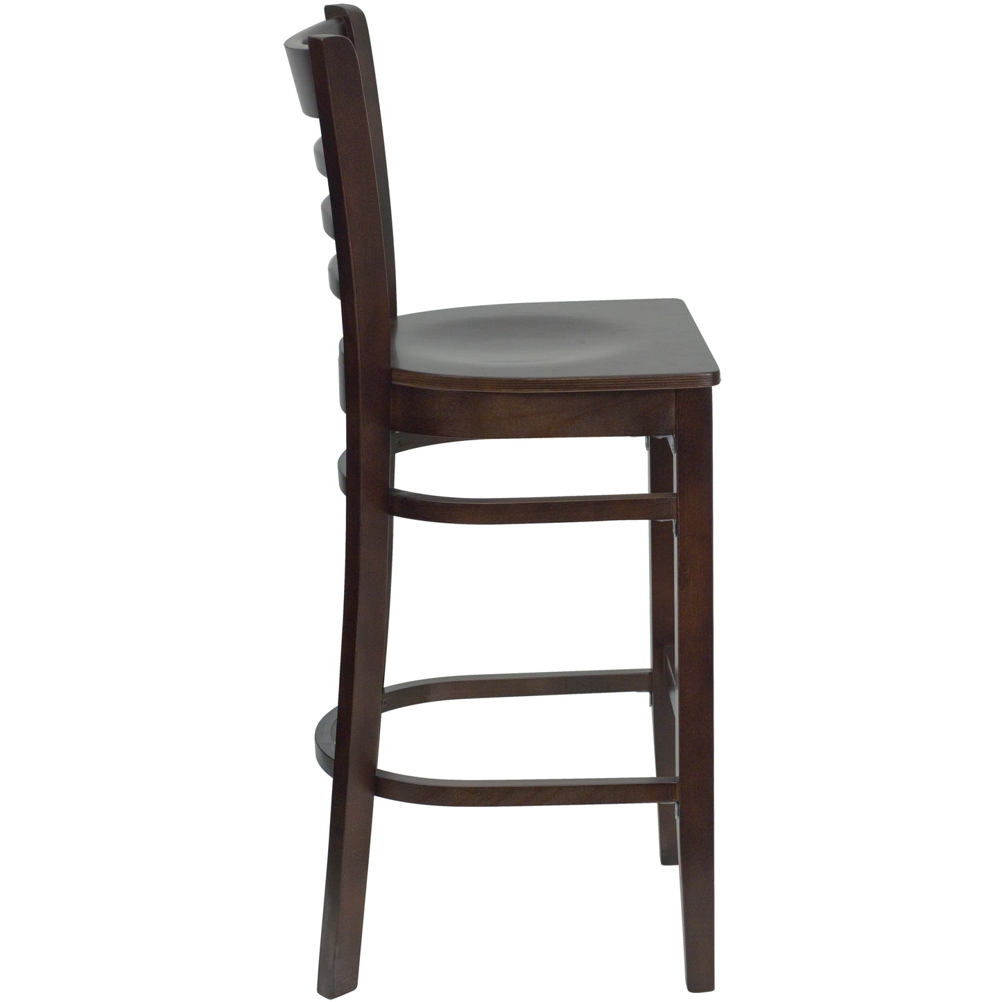 HERCULES Series Ladder Back Walnut Wood Restaurant Barstool Walnut Wood Seat/Walnut Wood Frame
