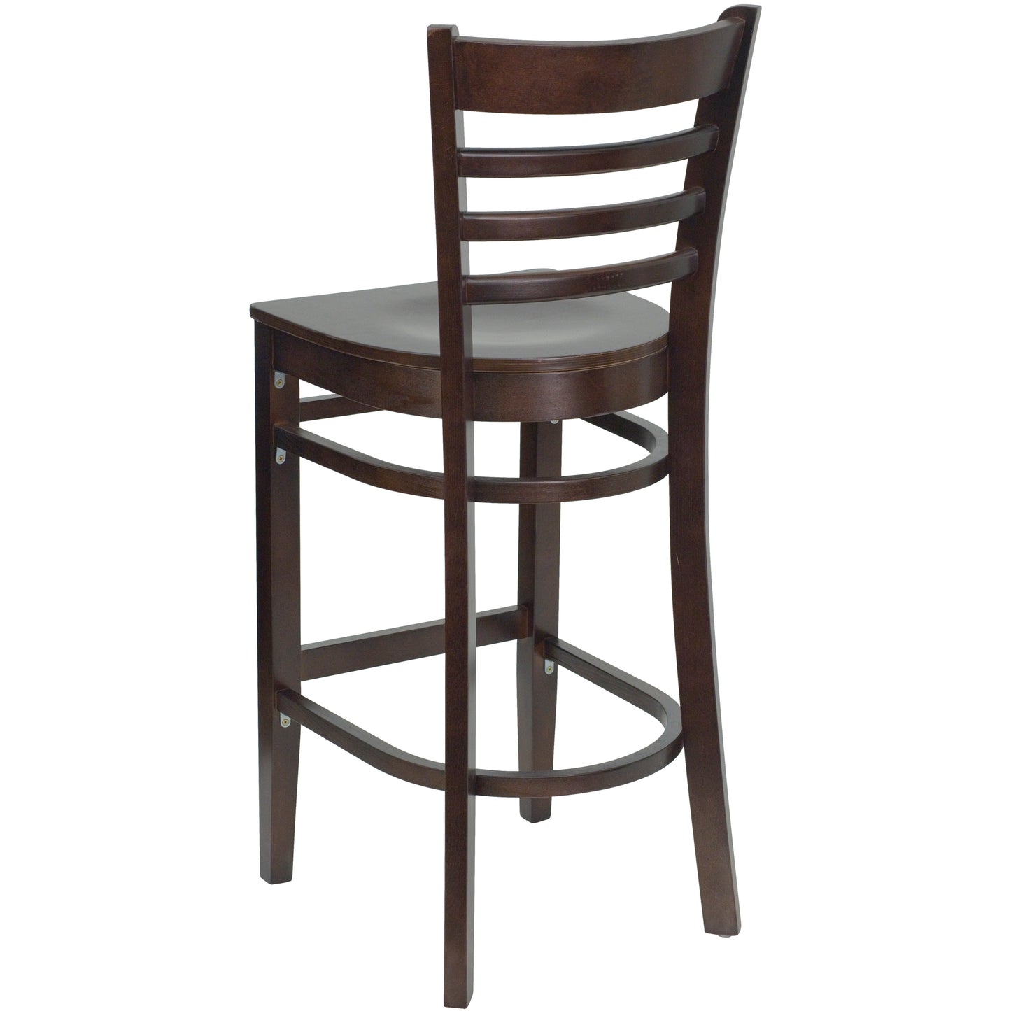 HERCULES Series Ladder Back Walnut Wood Restaurant Barstool Walnut Wood Seat/Walnut Wood Frame