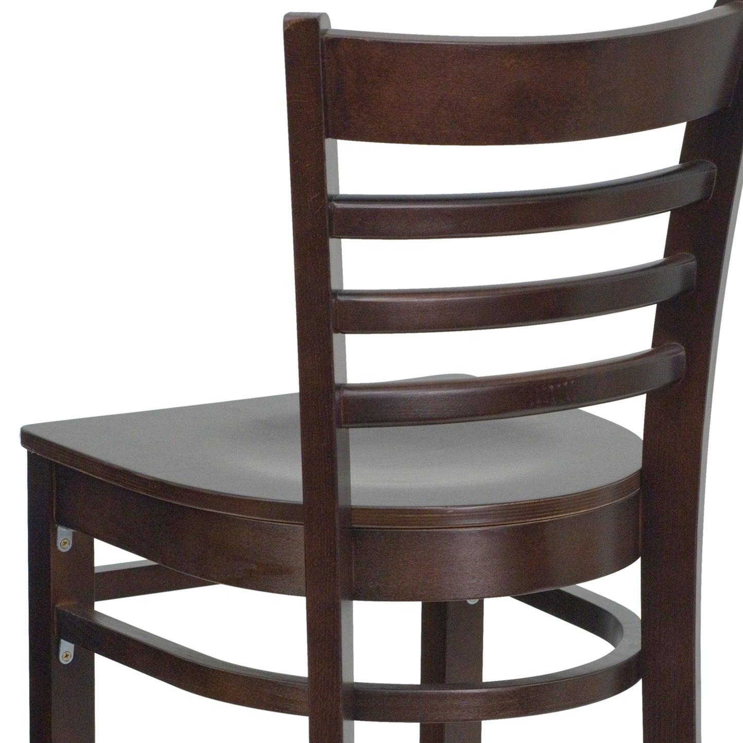 HERCULES Series Ladder Back Walnut Wood Restaurant Barstool Walnut Wood Seat/Walnut Wood Frame
