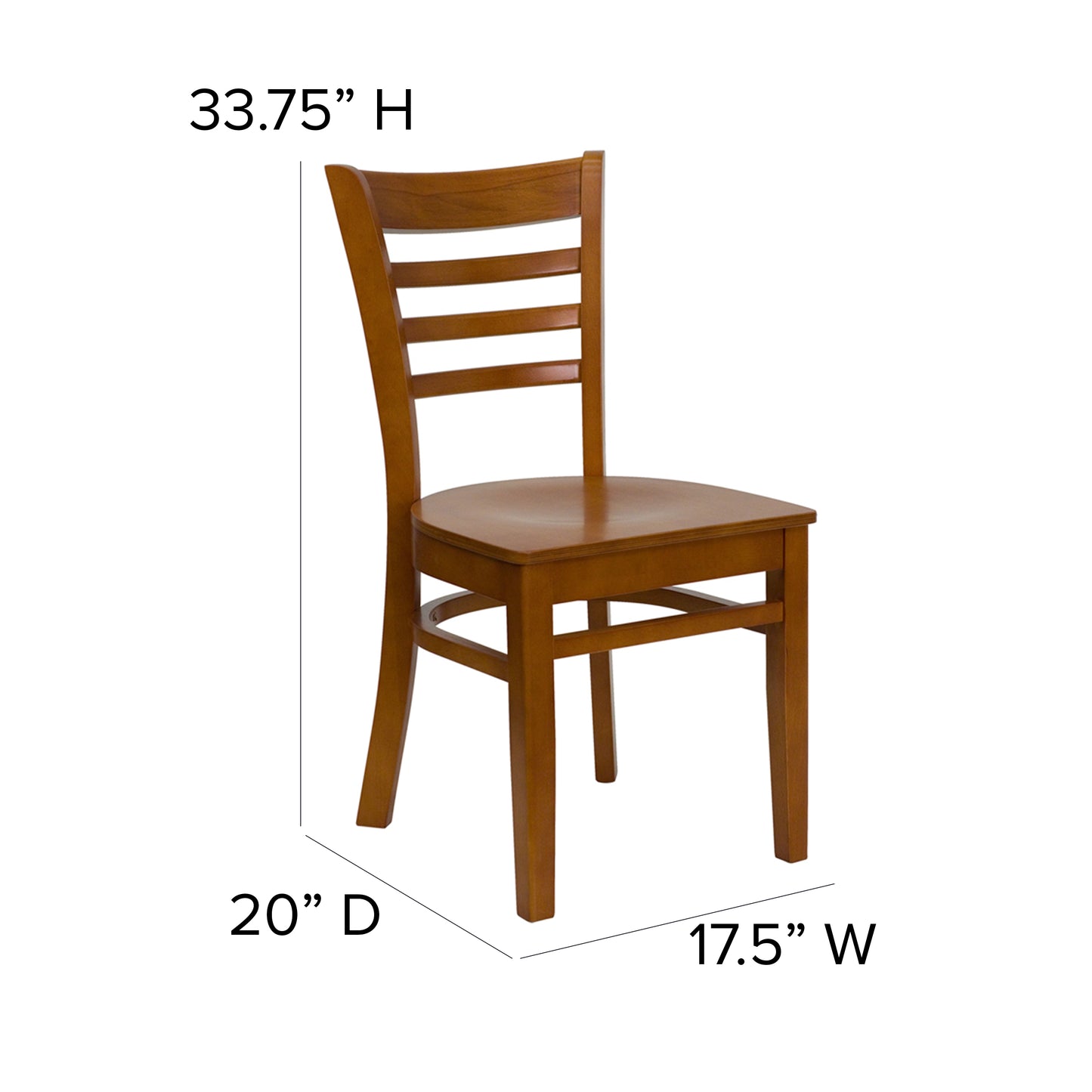 HERCULES Series Ladder Back Cherry Wood Restaurant Chair Cherry Wood Seat/Cherry Wood Frame