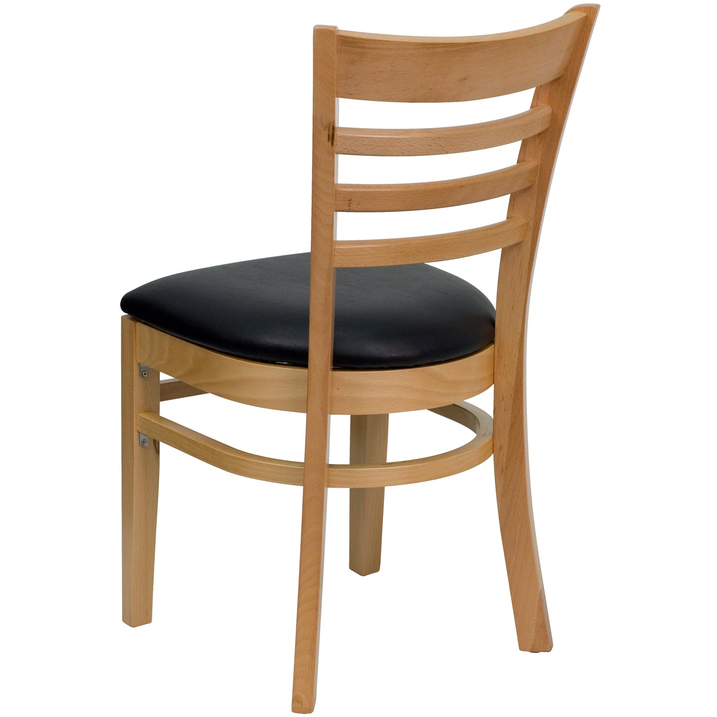 HERCULES Series Ladder Back Natural Wood Restaurant Chair - Black Vinyl Seat Black Vinyl Seat/Natural Wood Frame