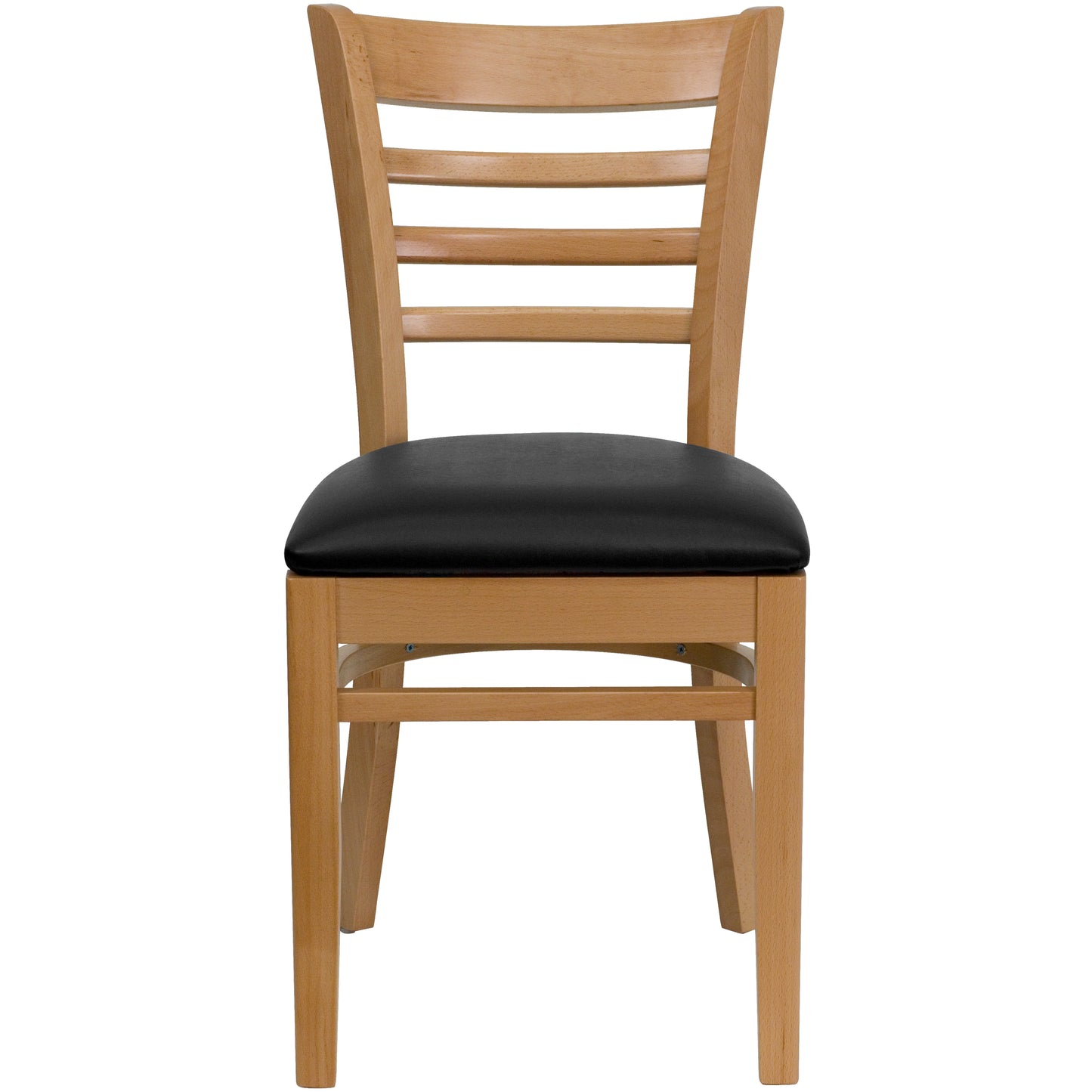HERCULES Series Ladder Back Natural Wood Restaurant Chair - Black Vinyl Seat Black Vinyl Seat/Natural Wood Frame