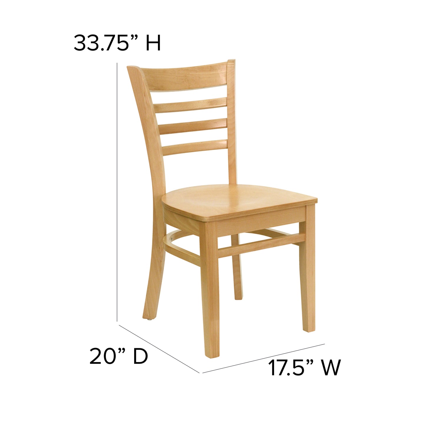 HERCULES Series Ladder Back Natural Wood Restaurant Chair Natural Wood Seat/Natural Wood Frame