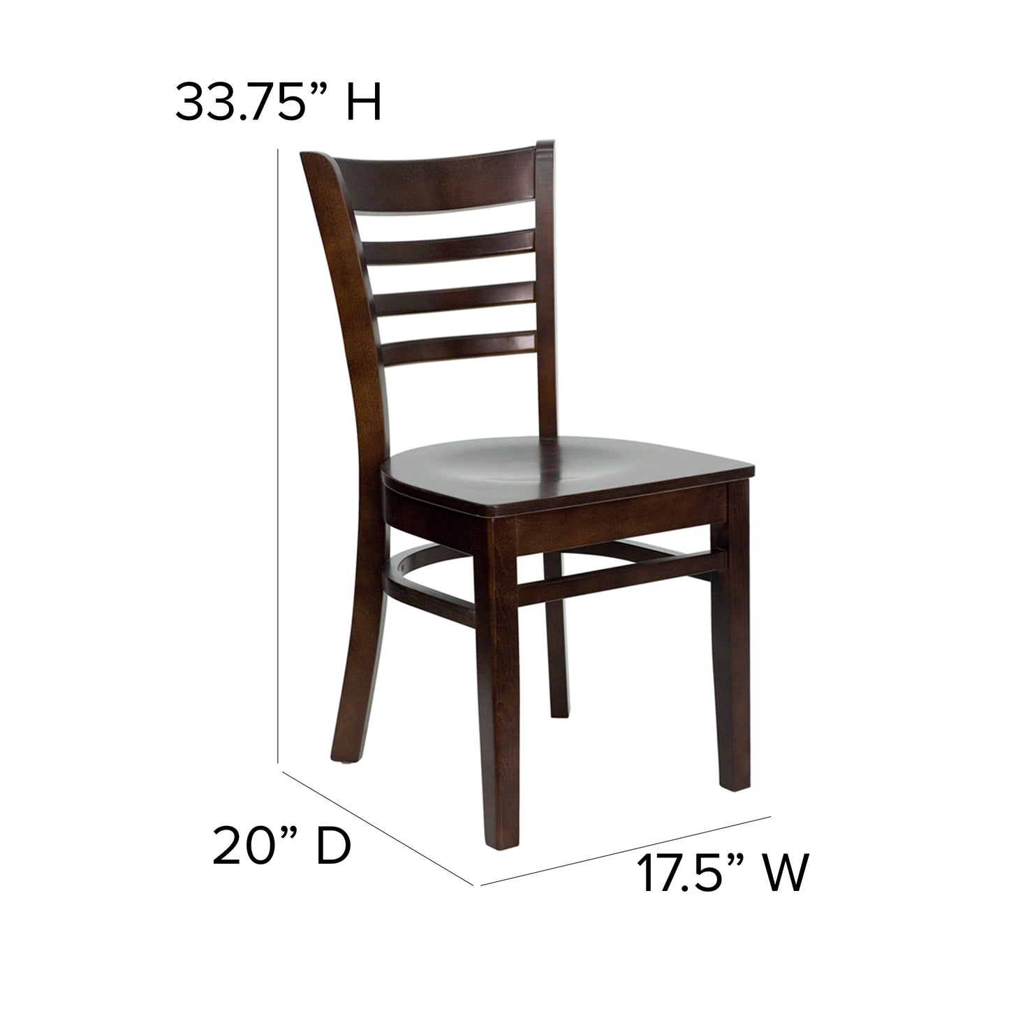 HERCULES Series Ladder Back Walnut Wood Restaurant Chair Walnut Wood Seat/Walnut Wood Frame