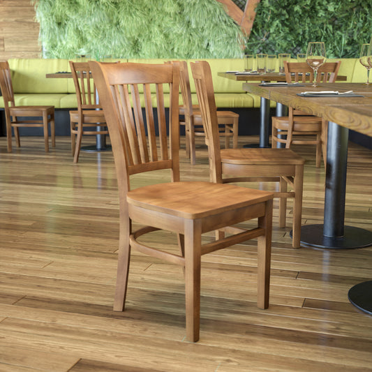 HERCULES Series Vertical Slat Back Natural Wood Restaurant Chair Natural Wood Seat/Natural Wood Frame