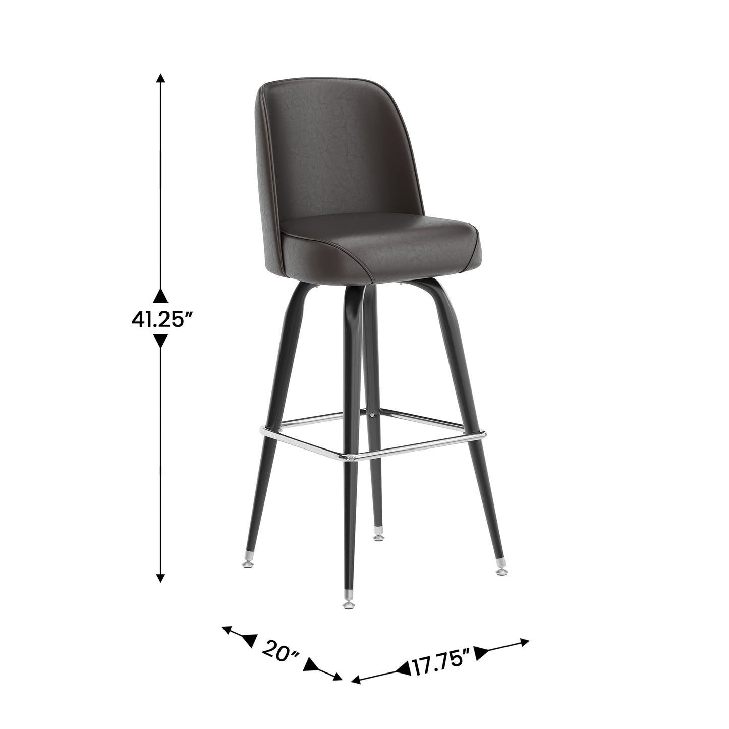 James Commercial Grade Metal Barstool with Dark Brown Swivel Bucket Seat Dark Brown