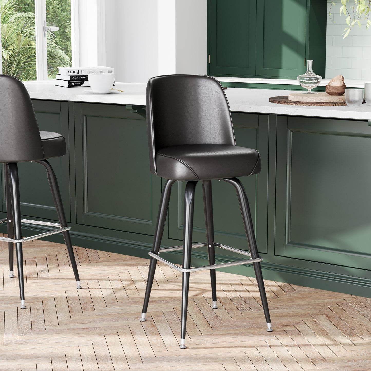 James Commercial Grade Metal Barstool with Dark Brown Swivel Bucket Seat Dark Brown
