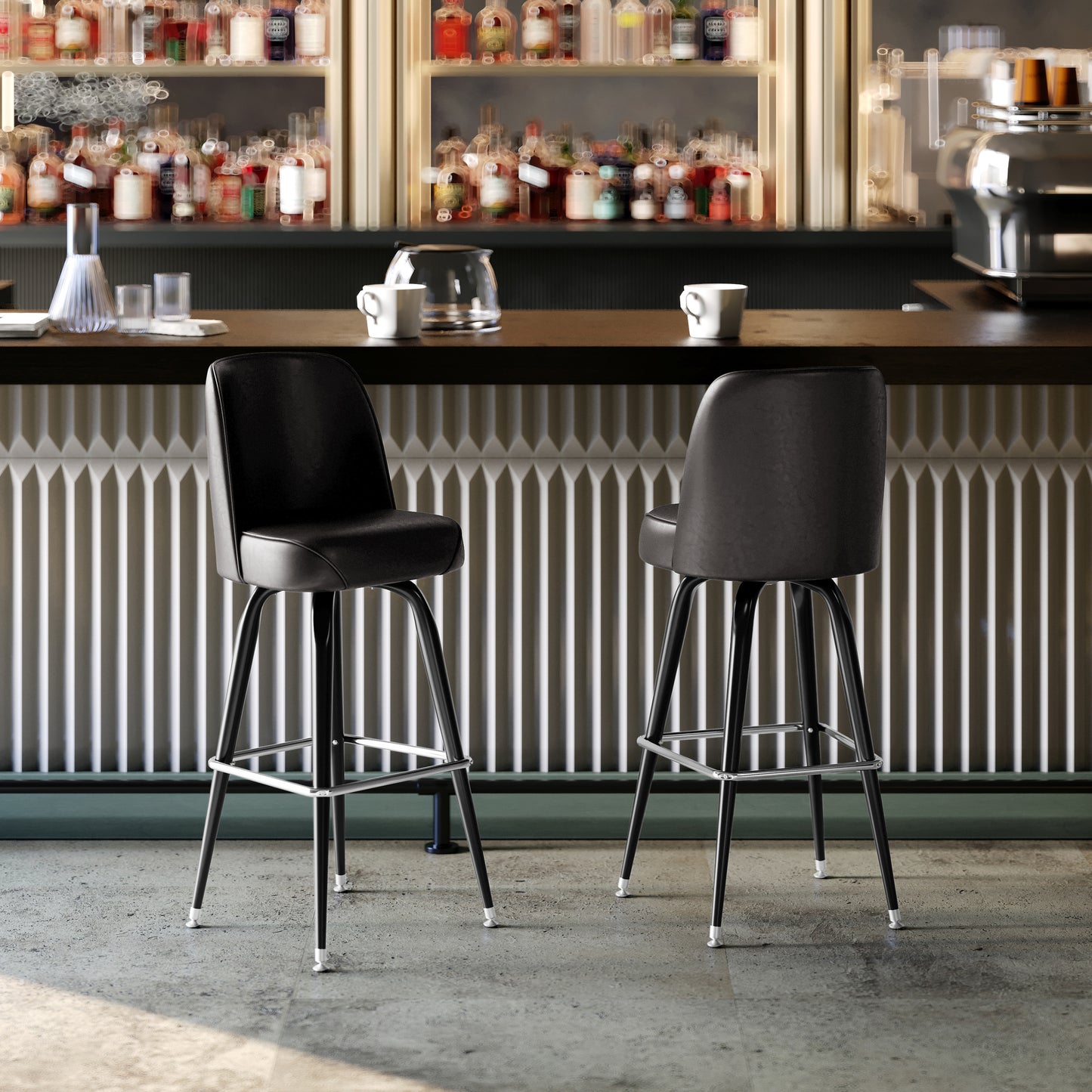 James Commercial Grade Metal Barstool with Dark Brown Swivel Bucket Seat Dark Brown