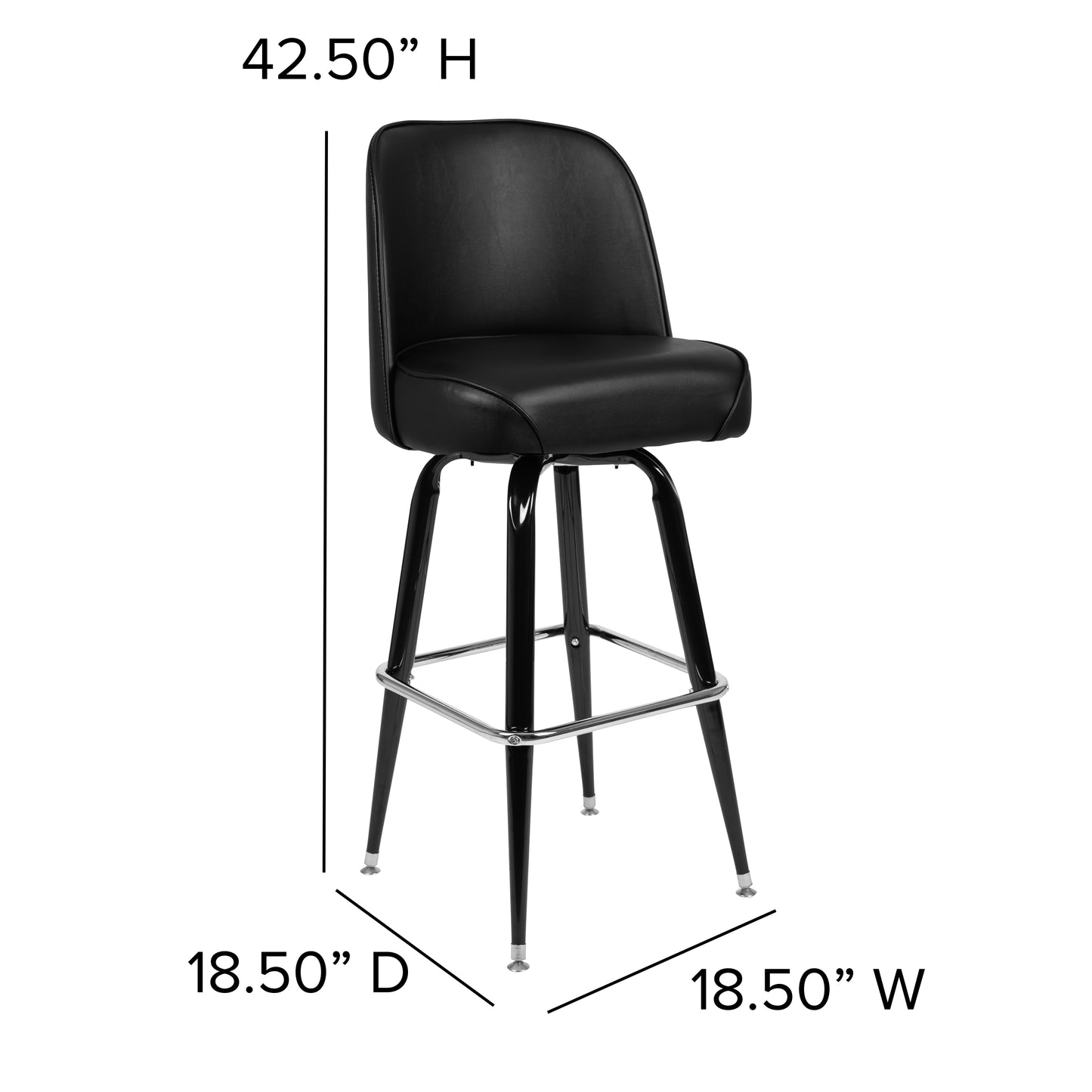 James Metal Barstool with Swivel Bucket Seat Black