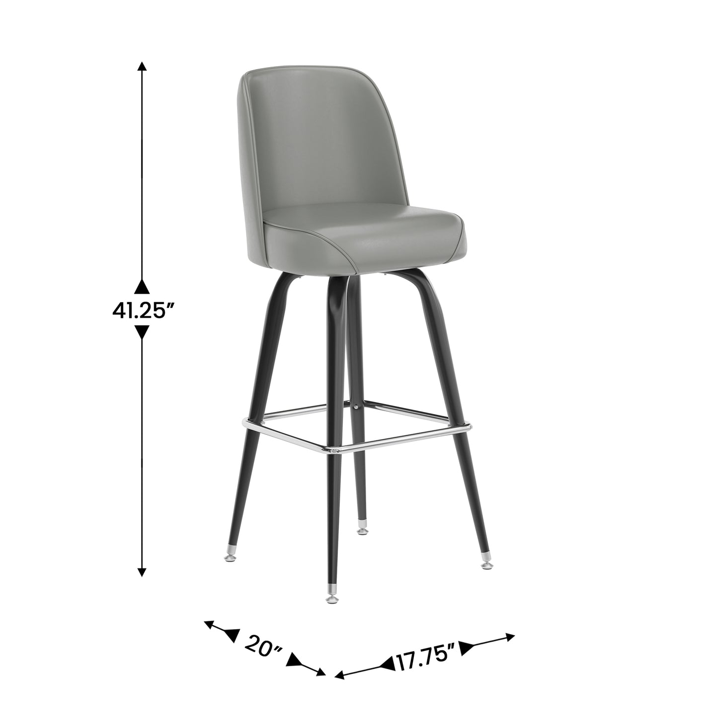 James Commercial Grade Metal Barstool with Gray Swivel Bucket Seat Gray
