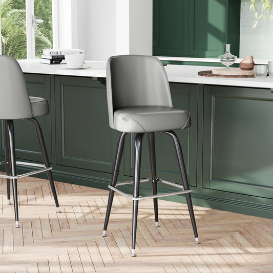 James Commercial Grade Metal Barstool with Gray Swivel Bucket Seat Gray