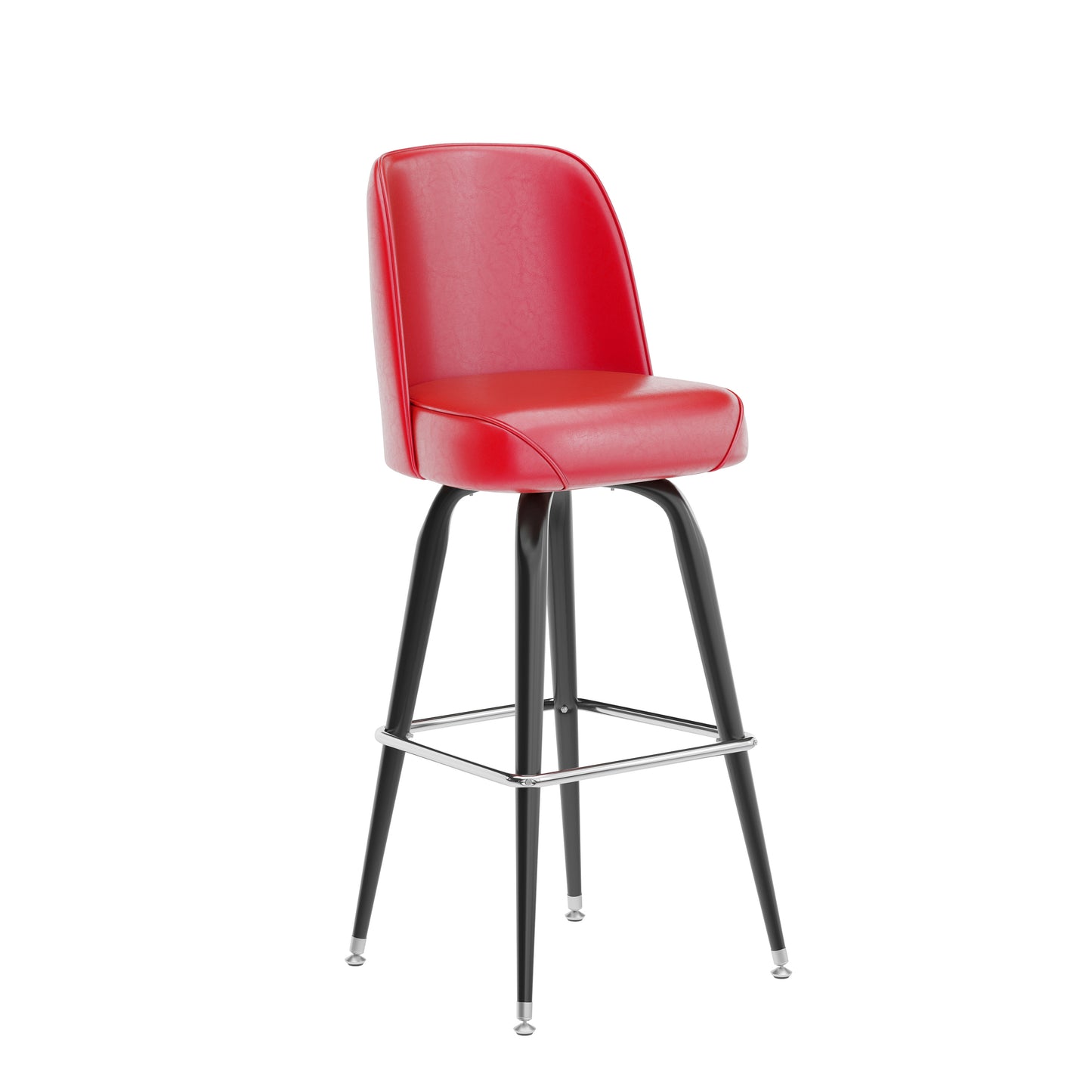 James Commercial Grade Metal Barstool with Red Swivel Bucket Seat Red